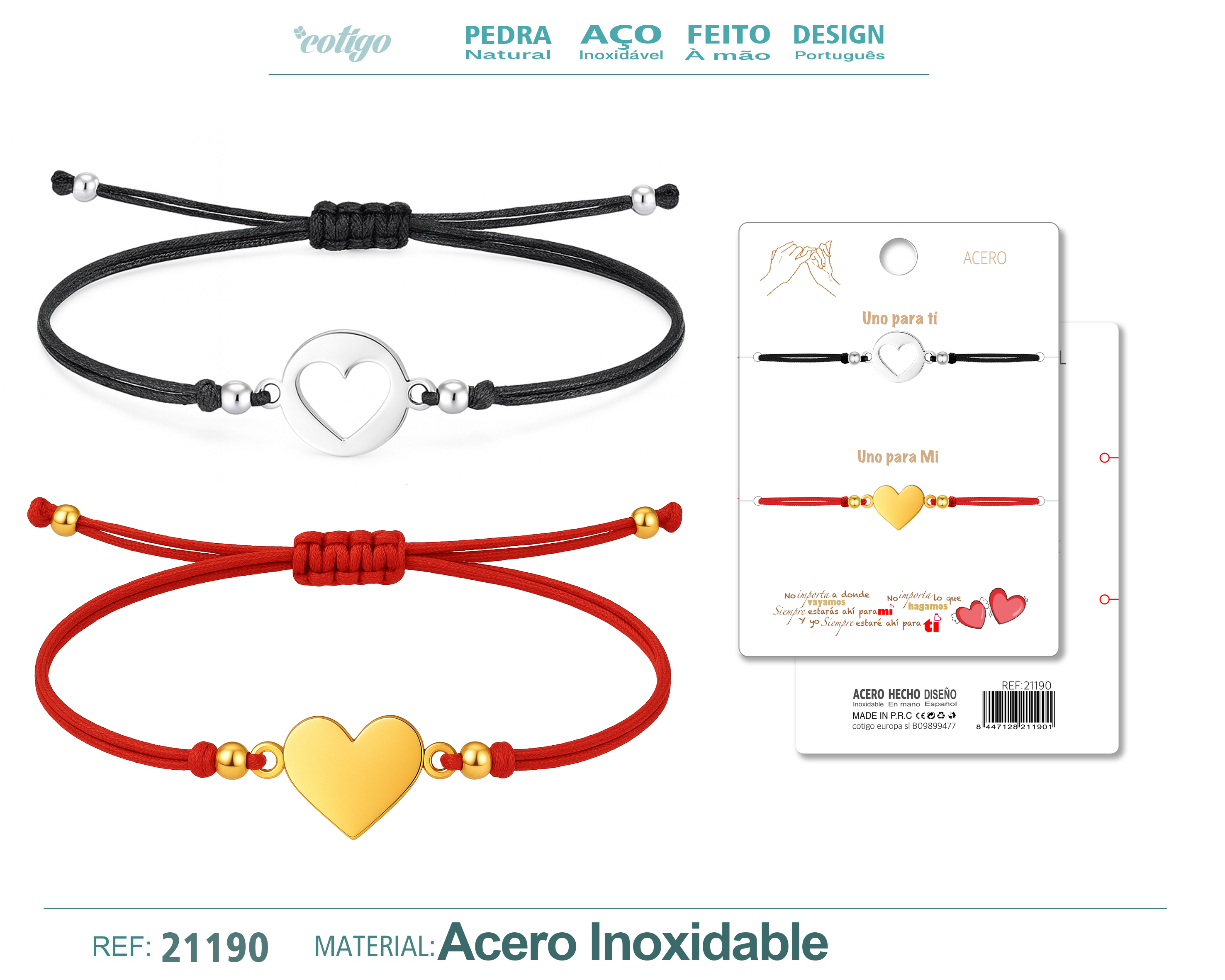 Pulsera Corazon Plateado Hilo Negro