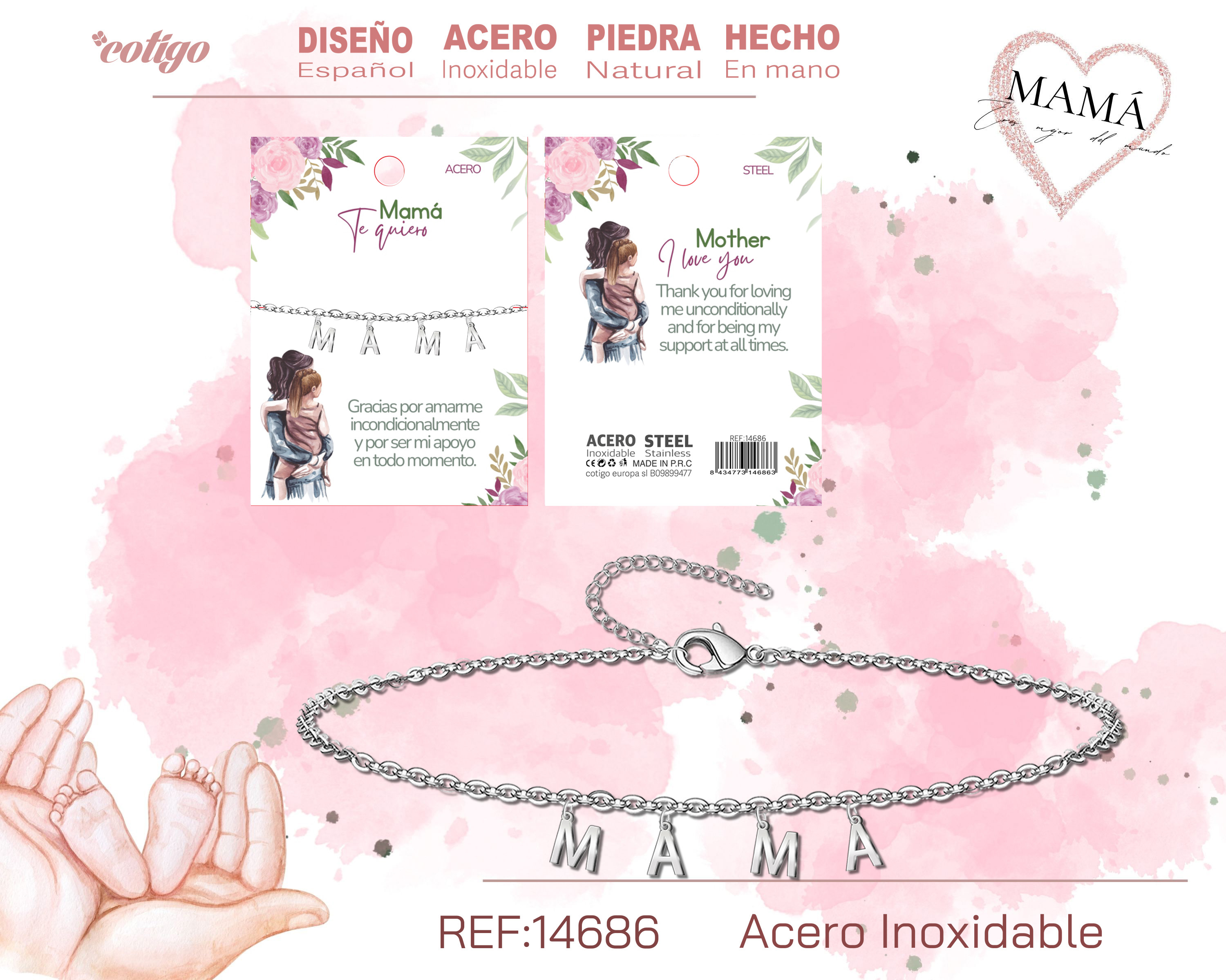 Pulsera para Mamá color Plateado