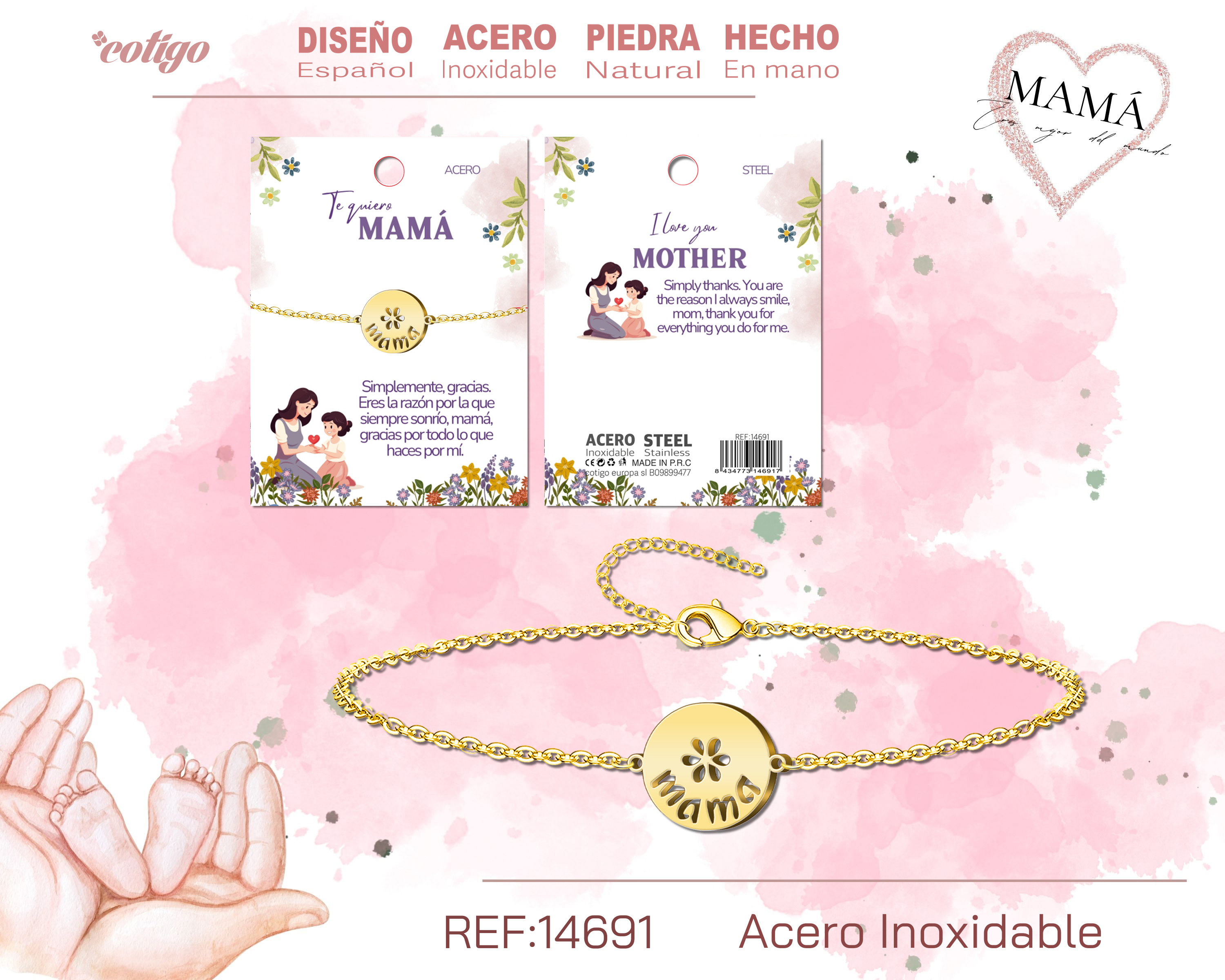 PULSERA PARA MAMá COLOR DORADO