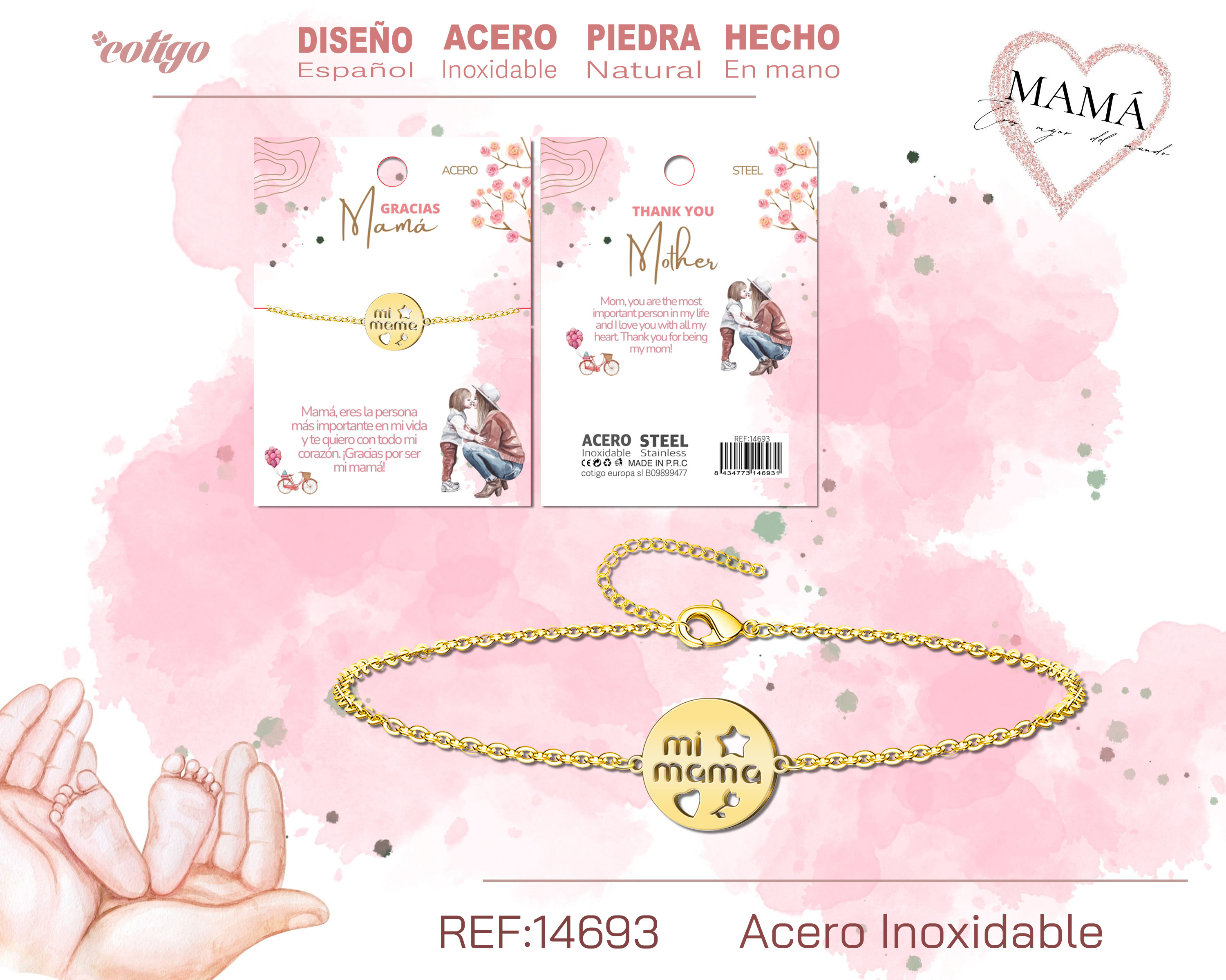 Pulsera para Mamá color Dorado