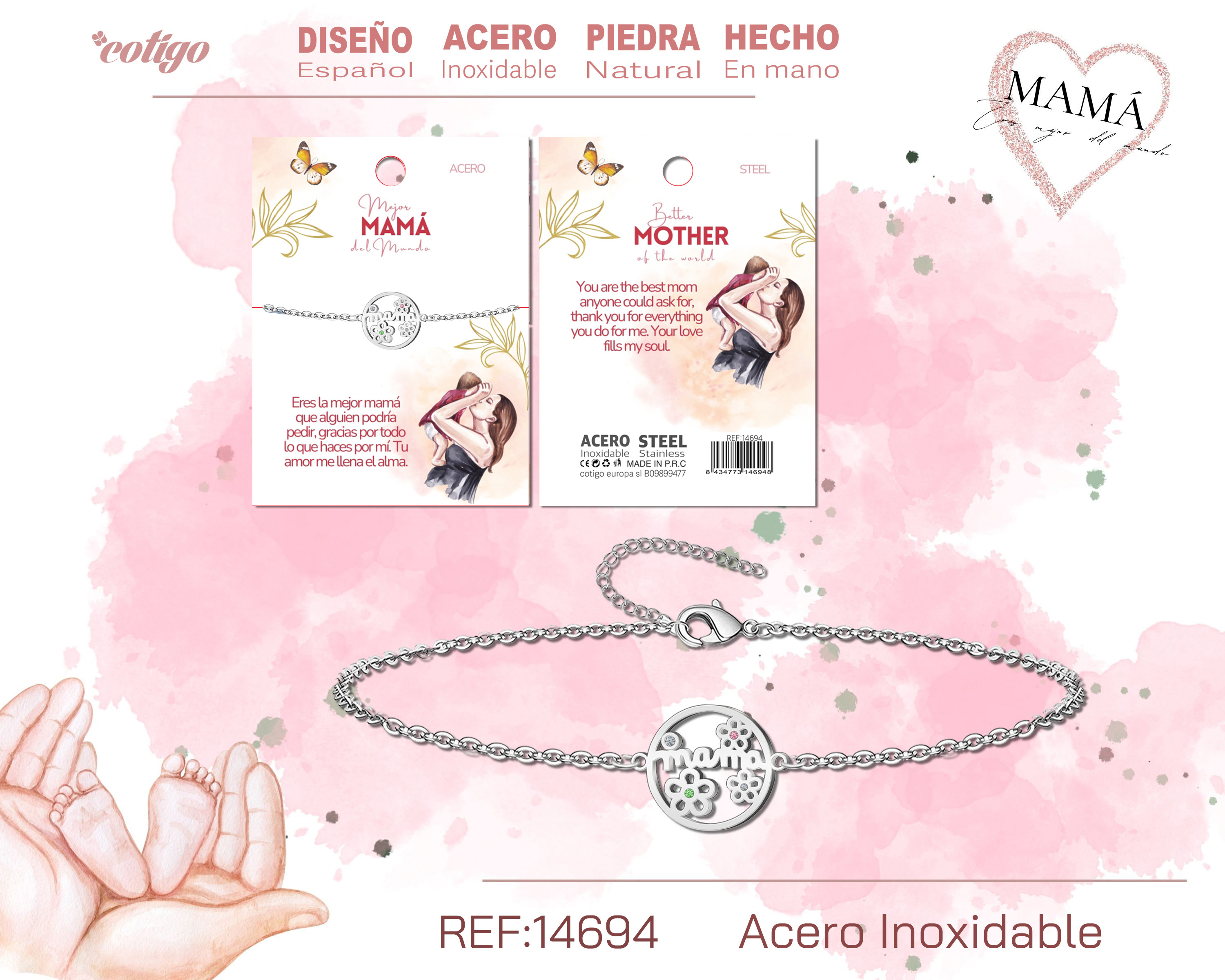 Pulsera para Mamá color Plateado