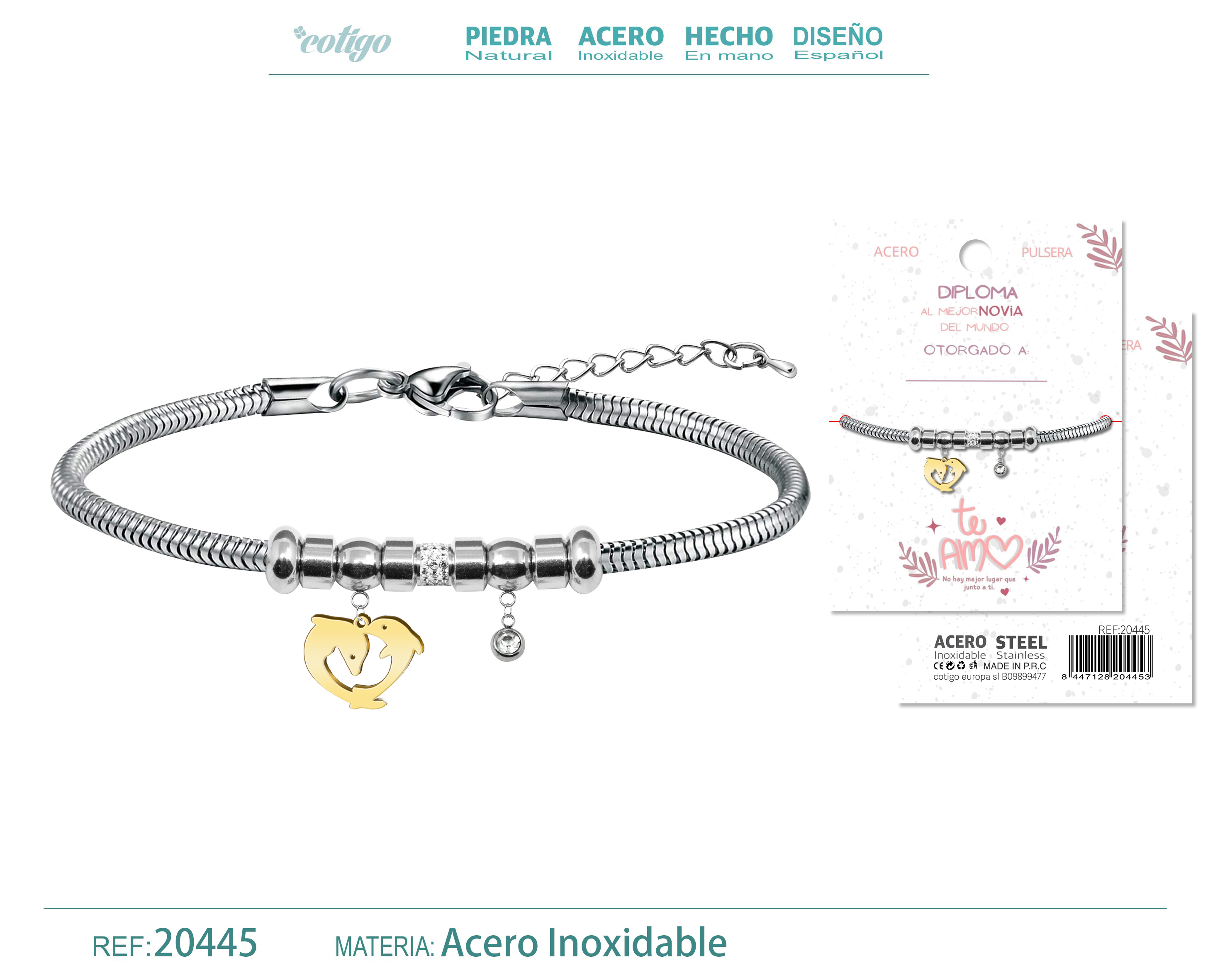 Pulsera de Diploma Acero para Mejor Novia