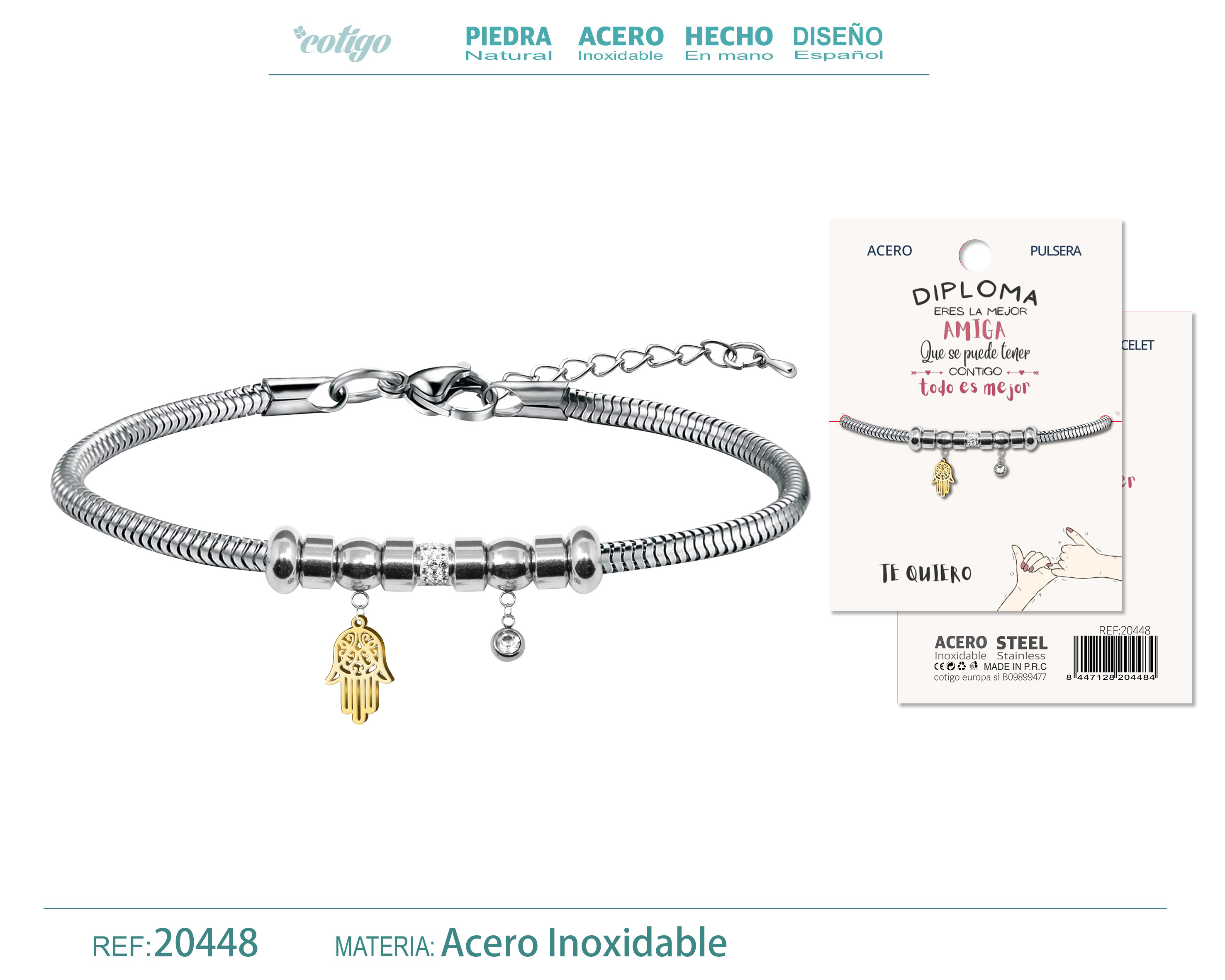 Pulsera de Diploma Acero para Mejor Amiga