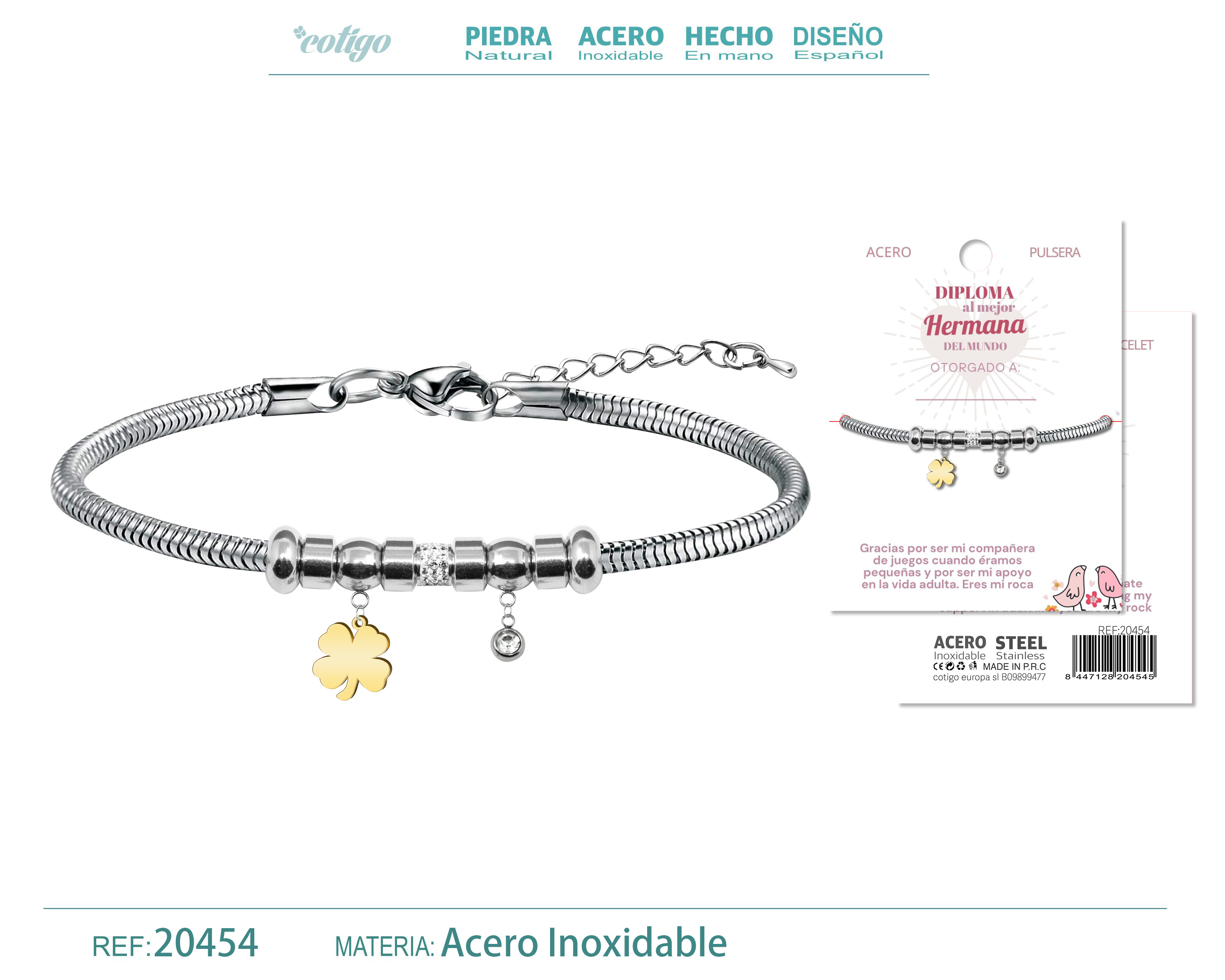 Pulsera de Diploma Acero para Mejor Hermana