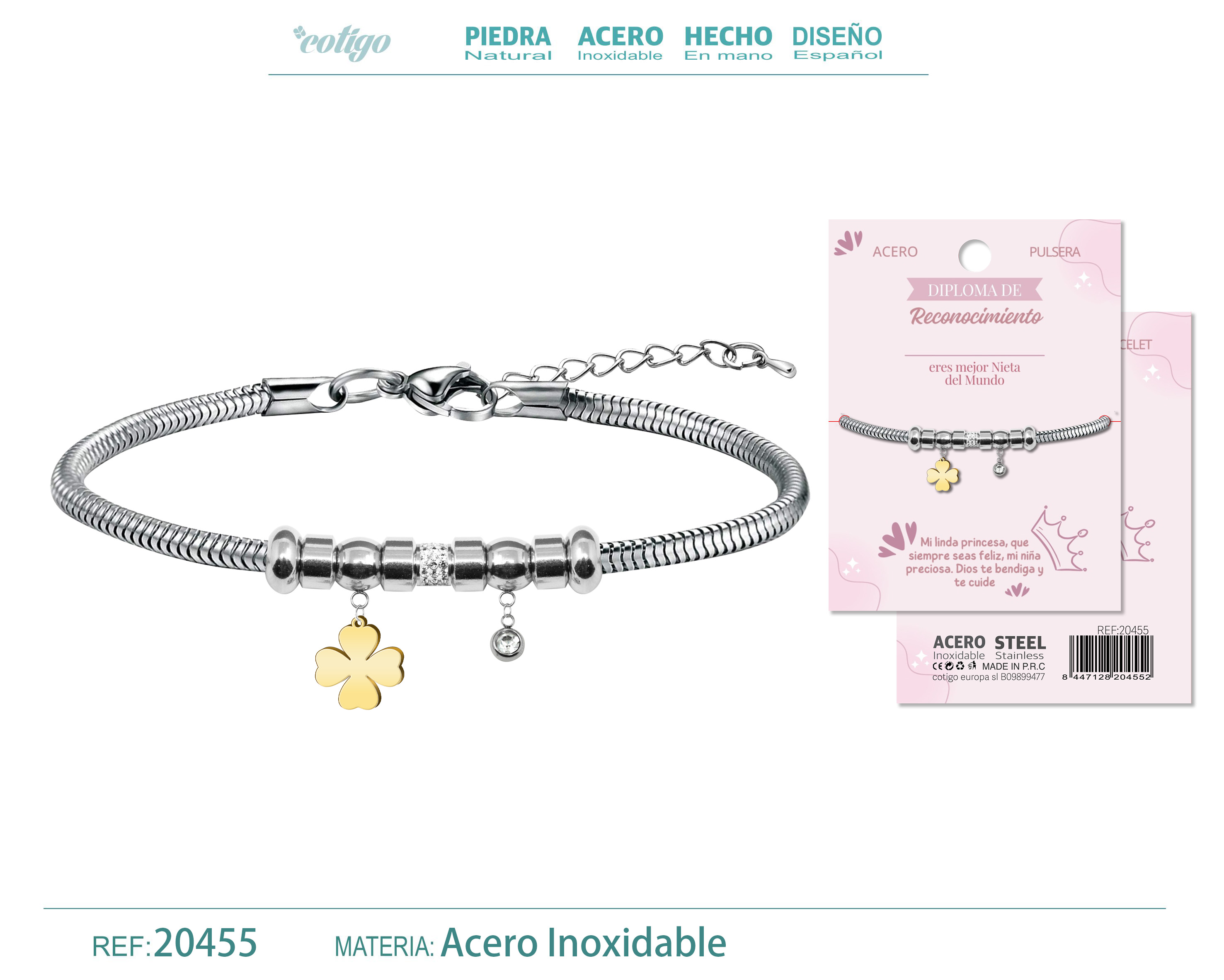 Pulsera de Diploma Acero para Mejor Nieta