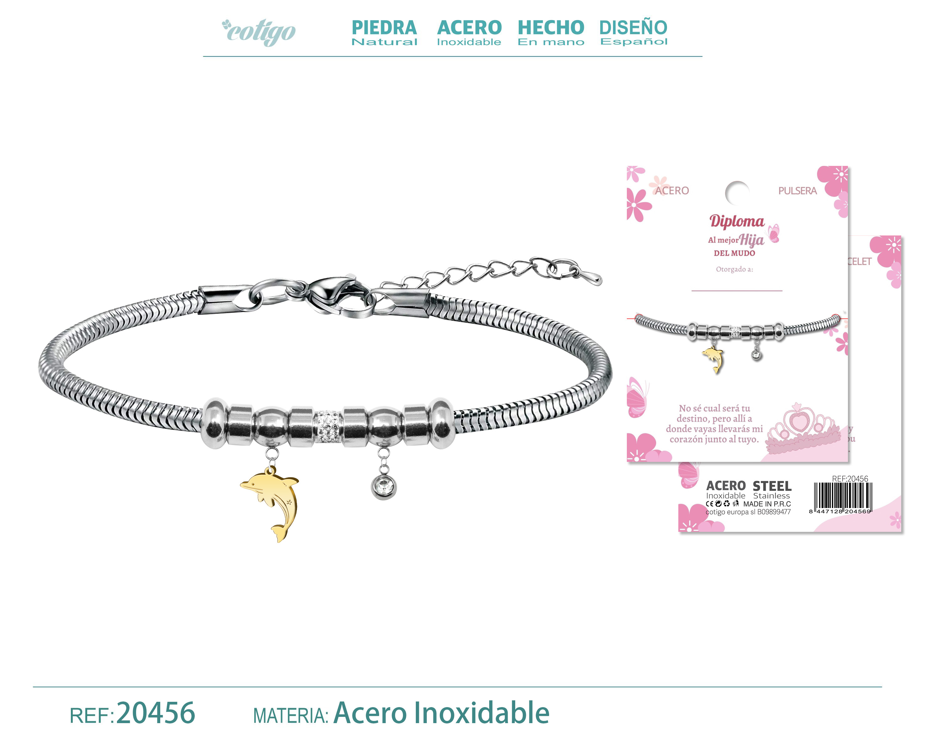 Pulsera de Diploma Acero para Mejor Hija