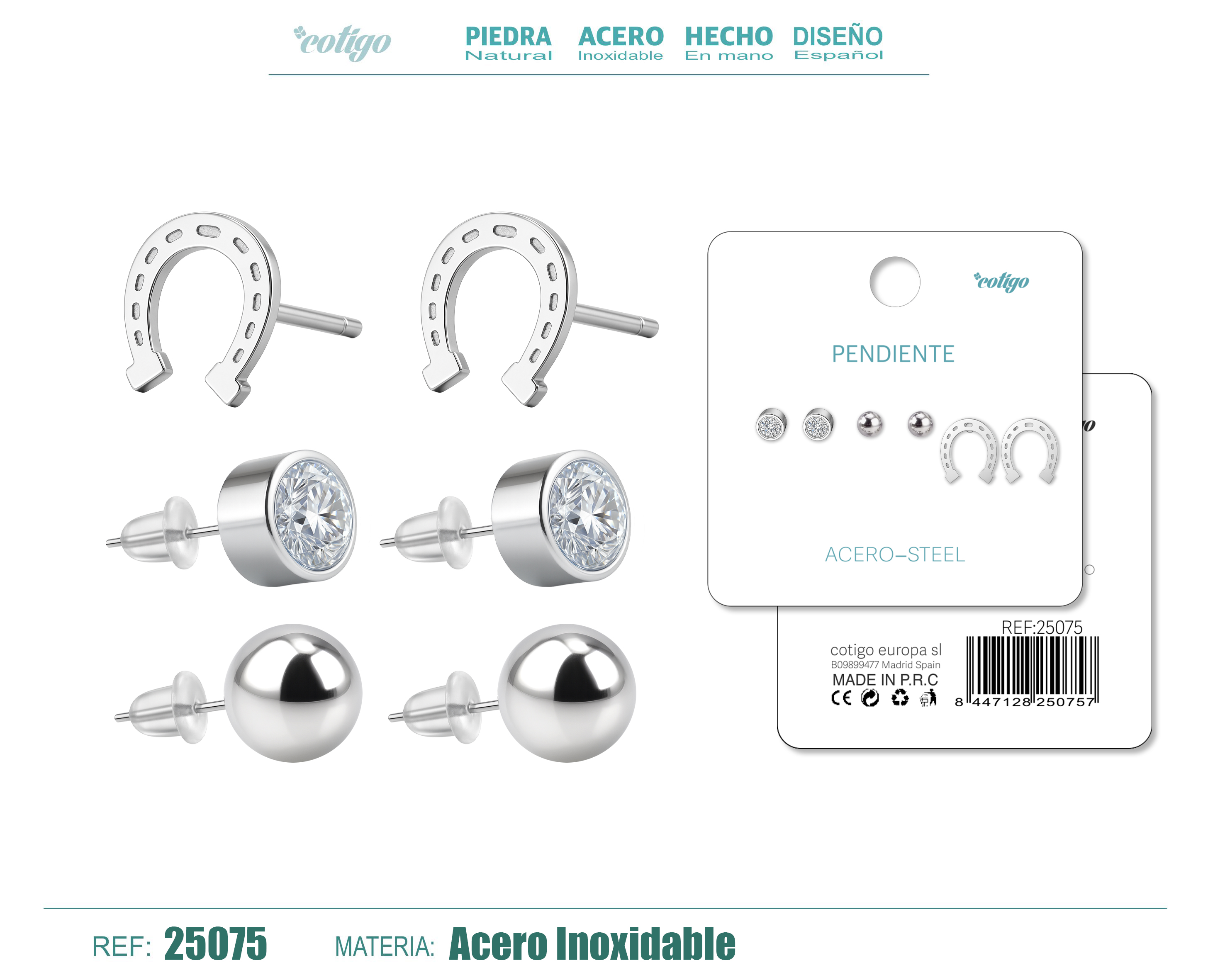 Pendiente Acero Inoxidable 3 pares
