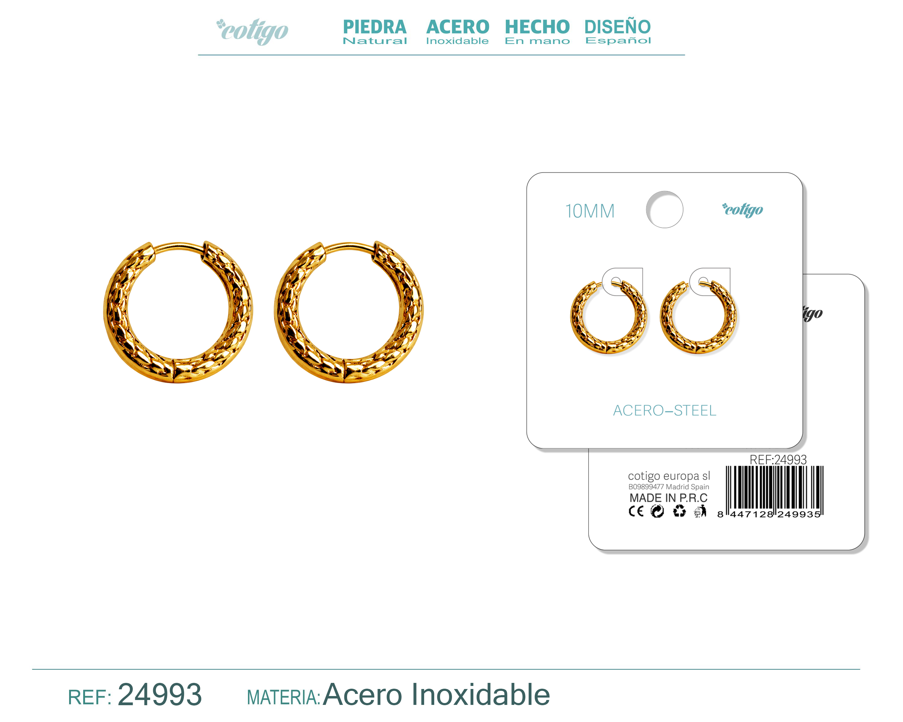 Aro Acero 10mm Color Plateado