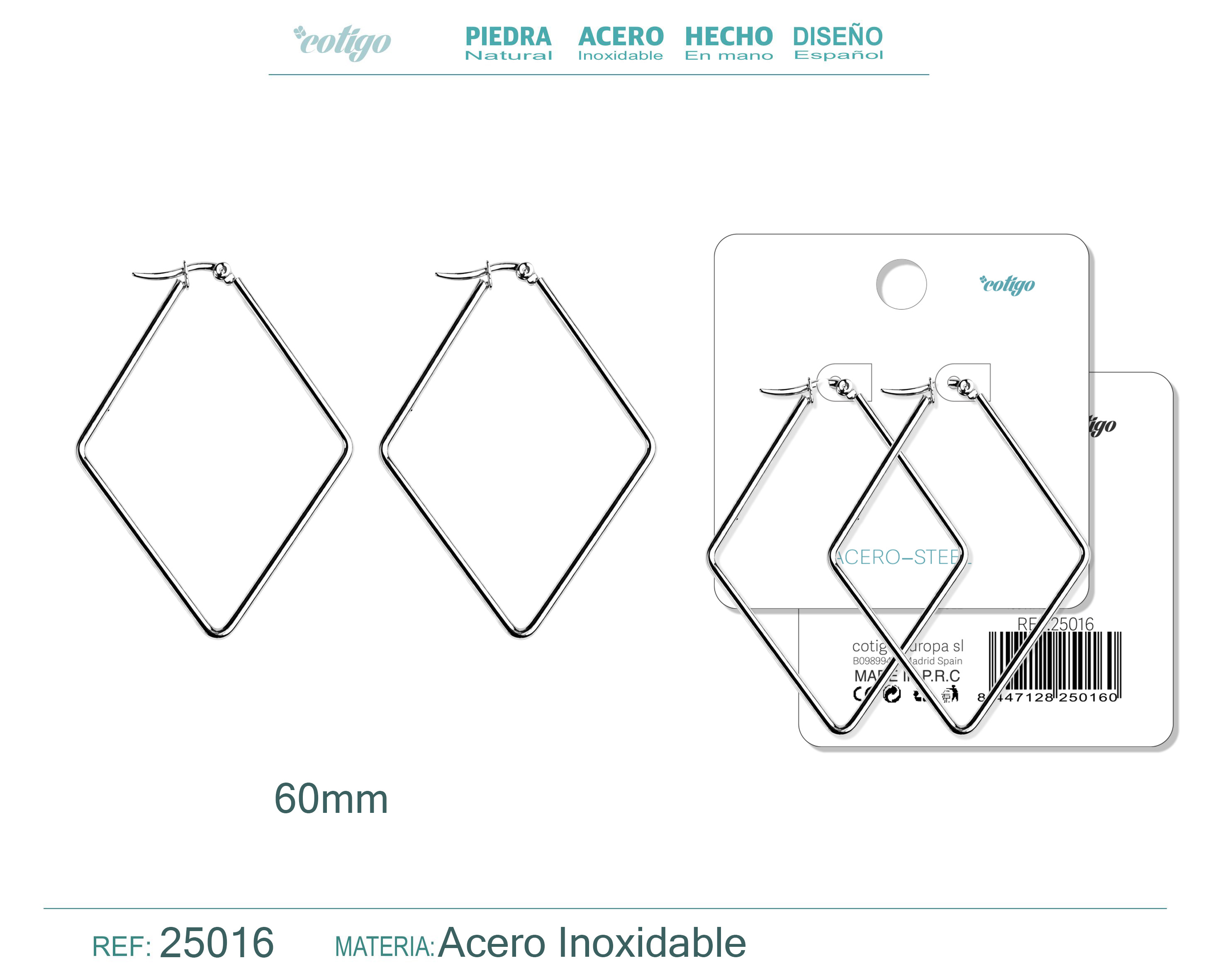 Aro Acero 60mm Color Plateado