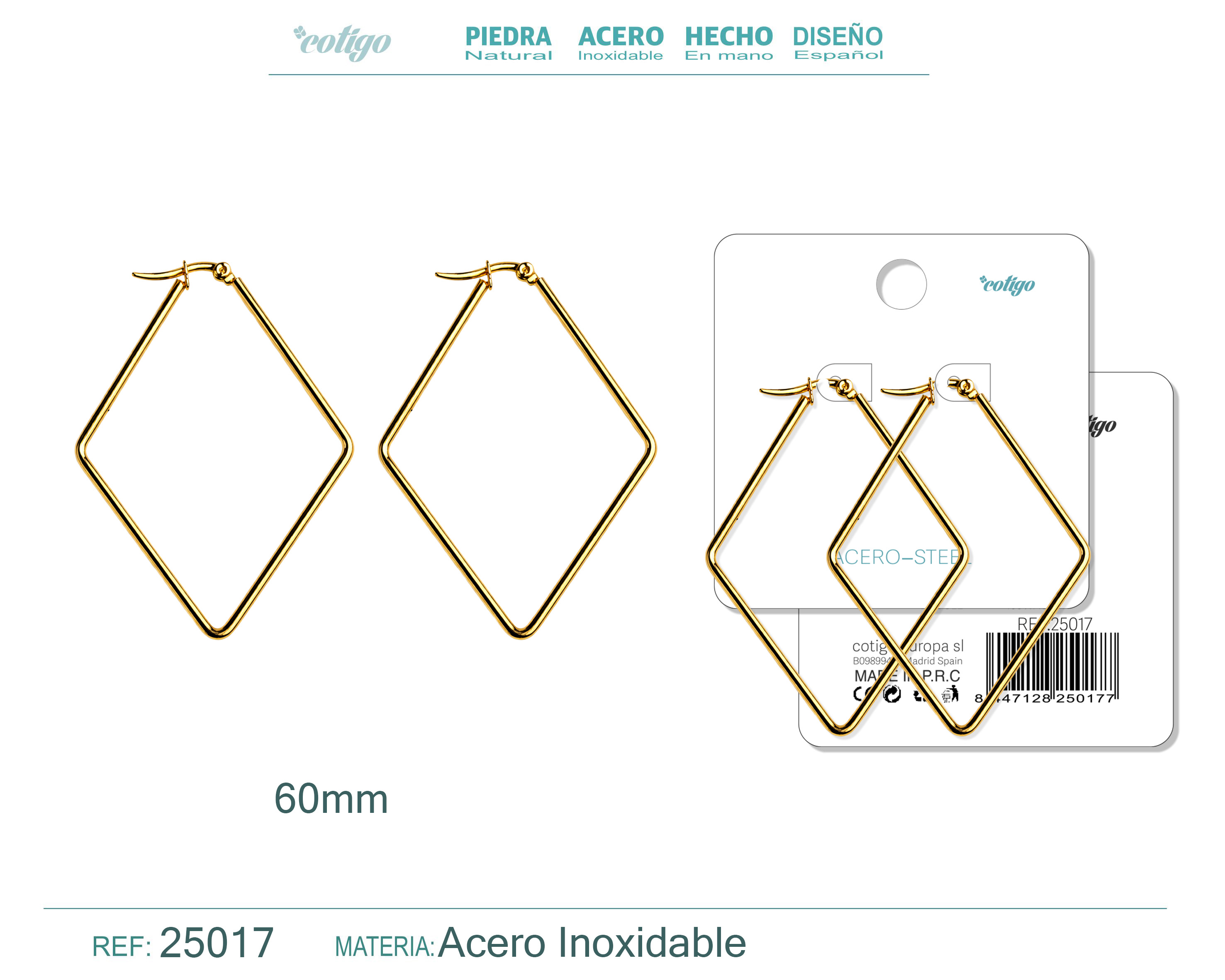 Aro Acero 60mm Color Plateado