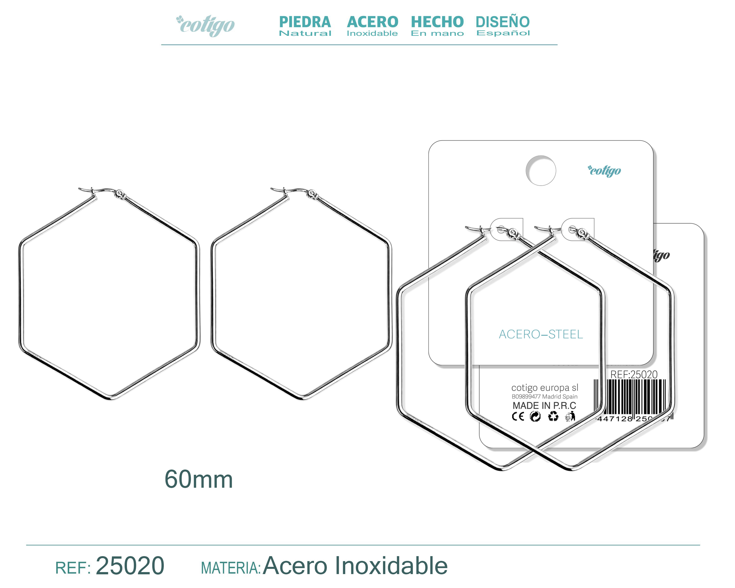 Aro Acero 60mm Color Plateado