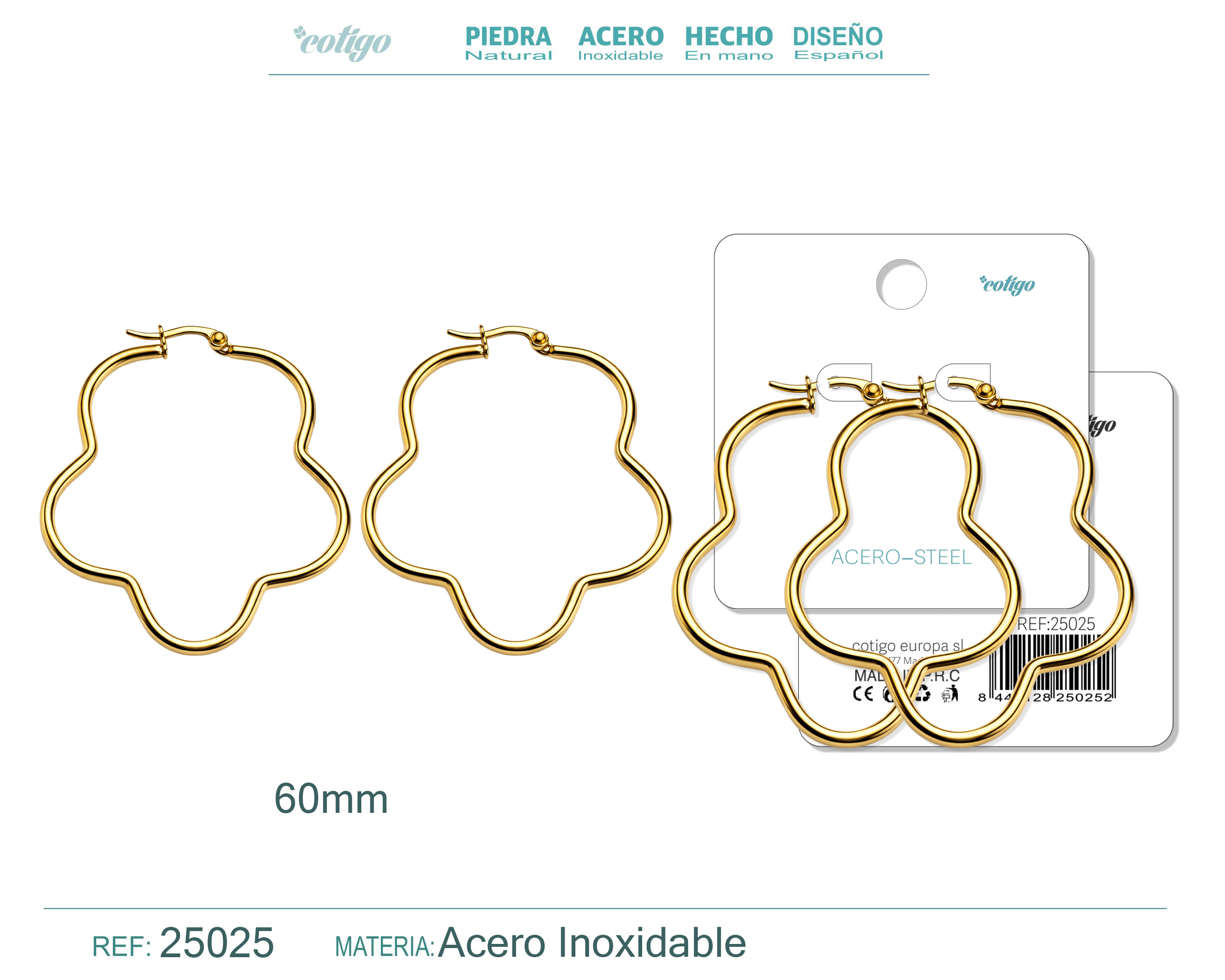 Aro Acero 60mm Color Plateado