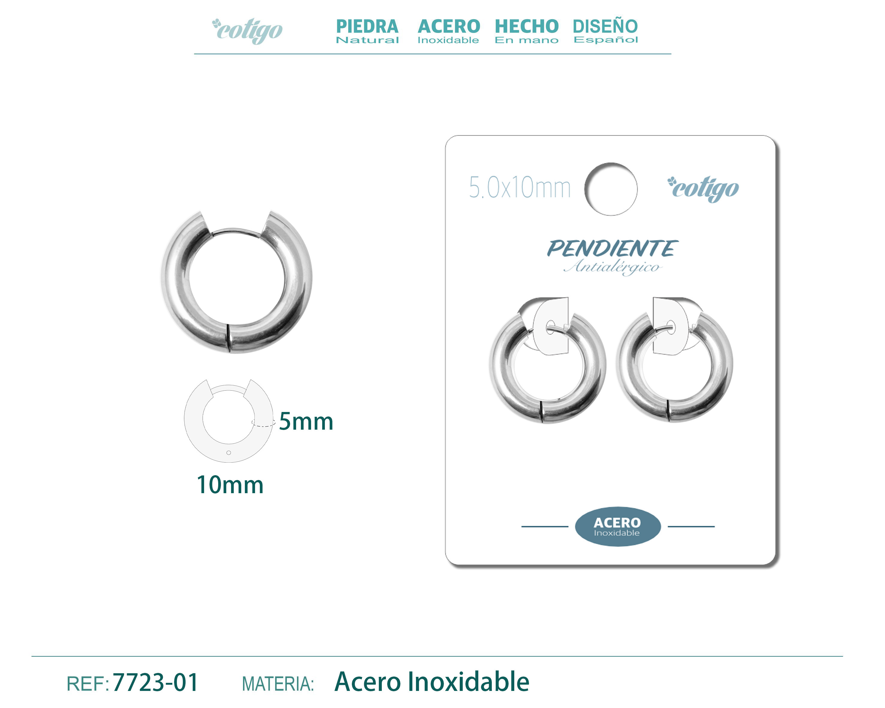 Pendiente Aro Acero 5.0x10mm Acero