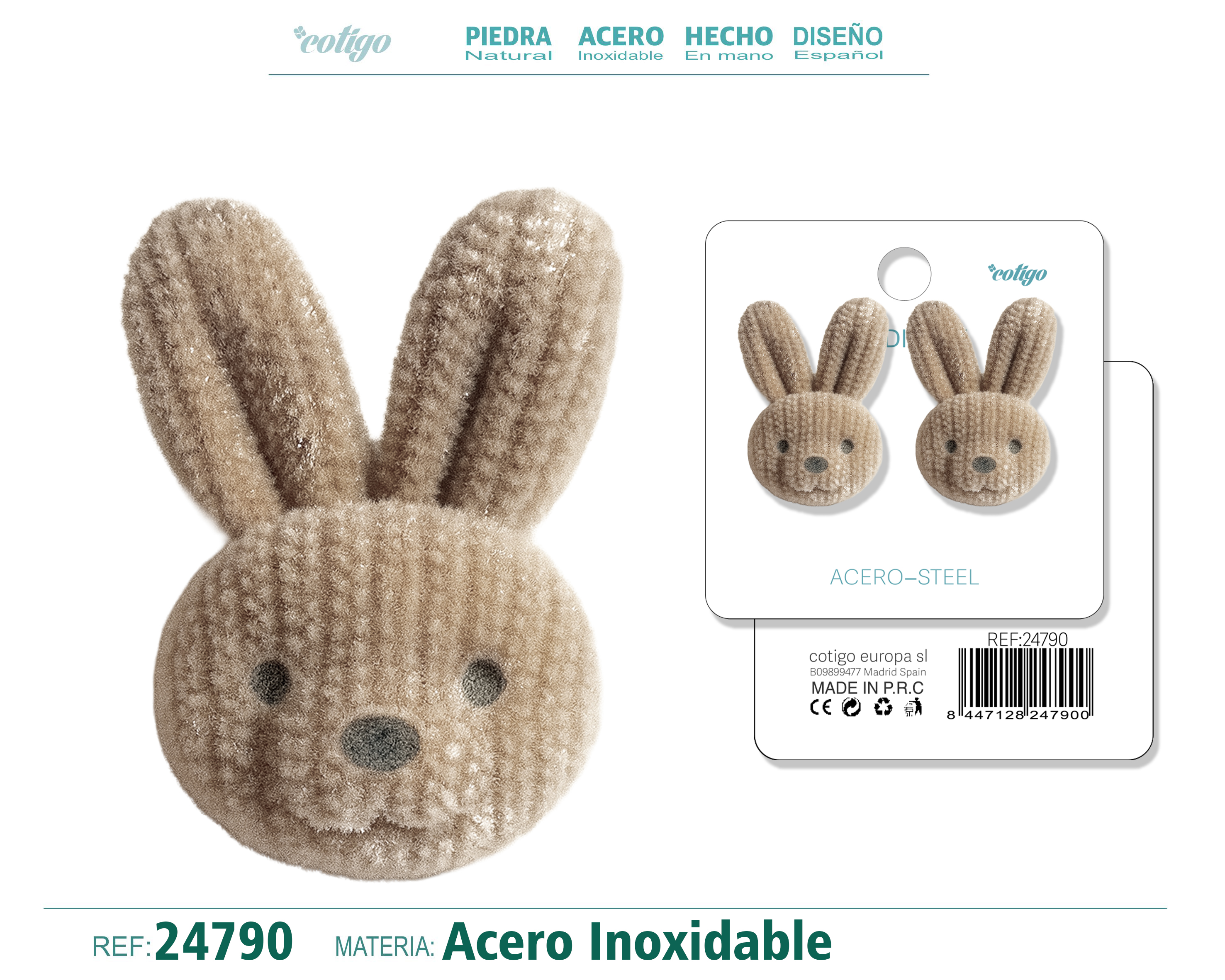 Pendiente Terciopelo con Accesorio Acero Inoxidable