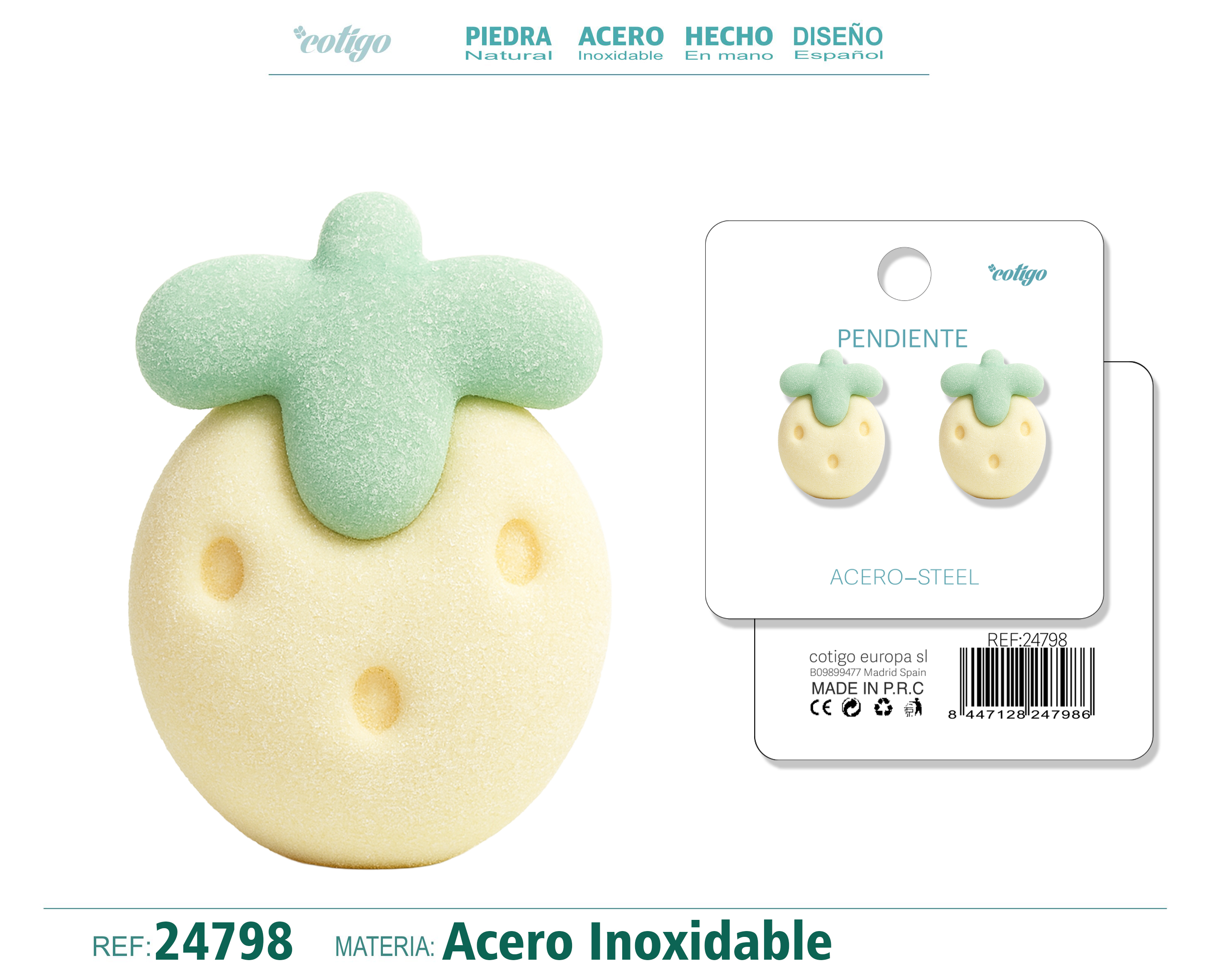 Pendiente Terciopelo con Accesorio Acero Inoxidable
