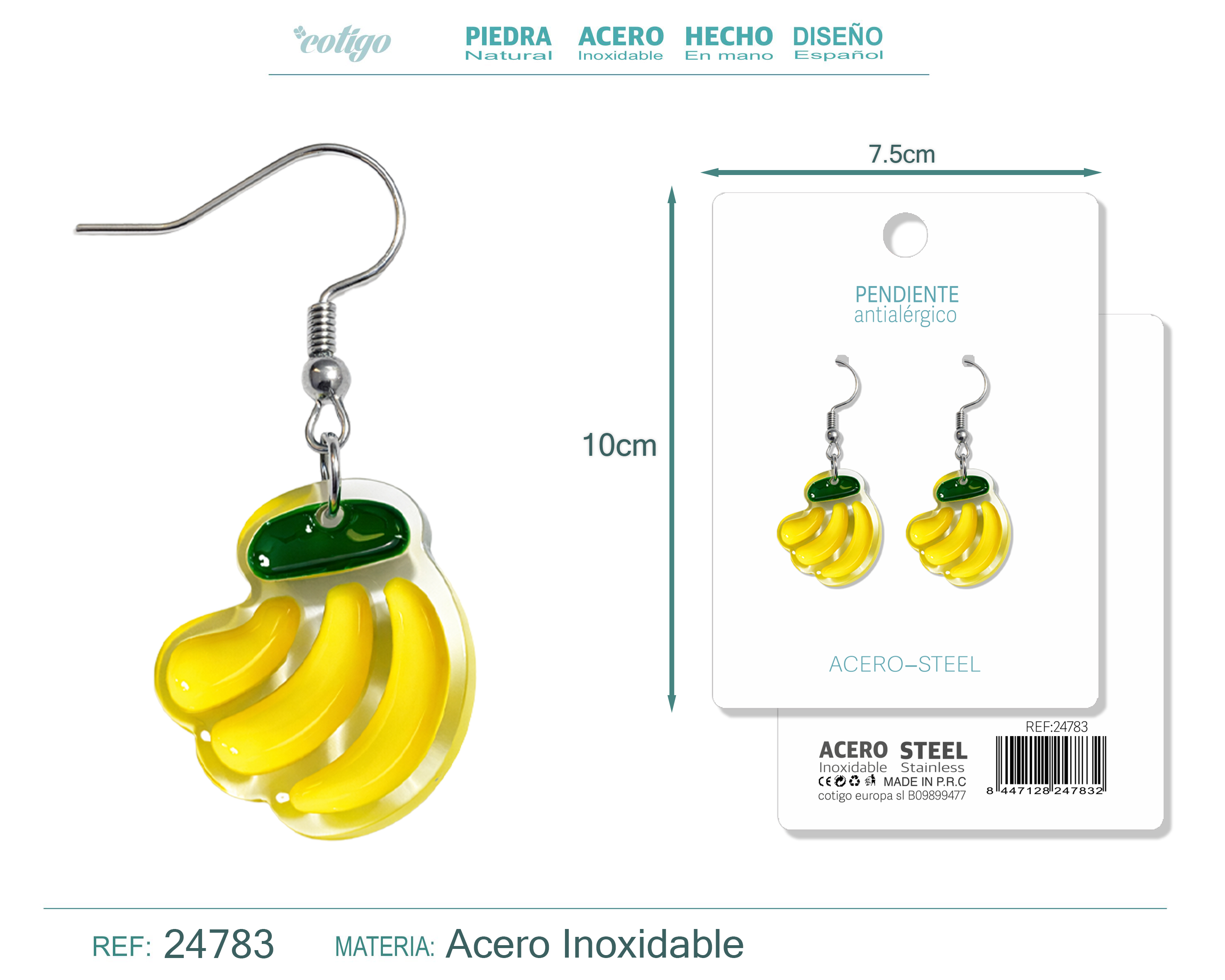 Pendiente de Panana con Accesorio Acero