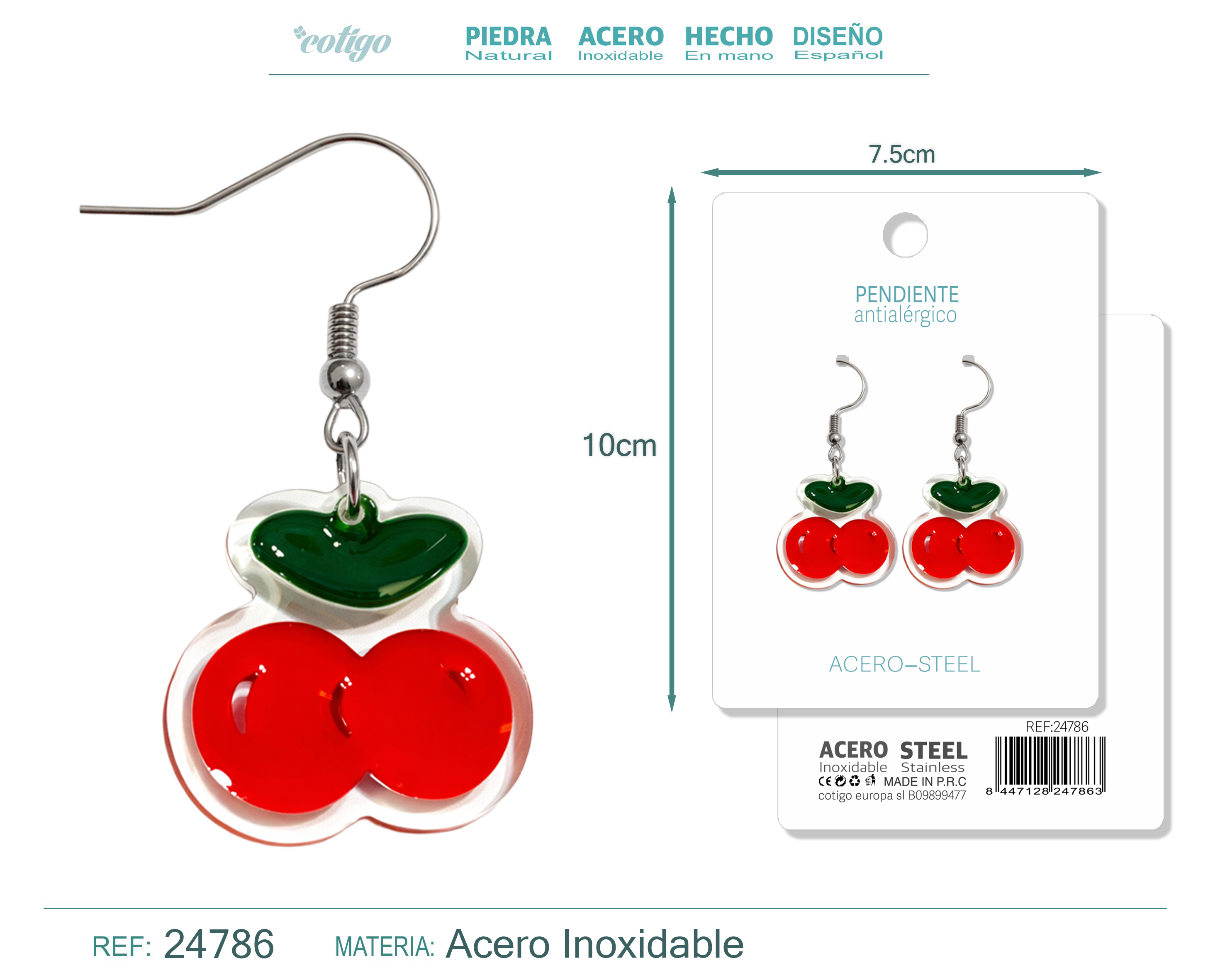 Pendiente de Cereza Accesorio Acero