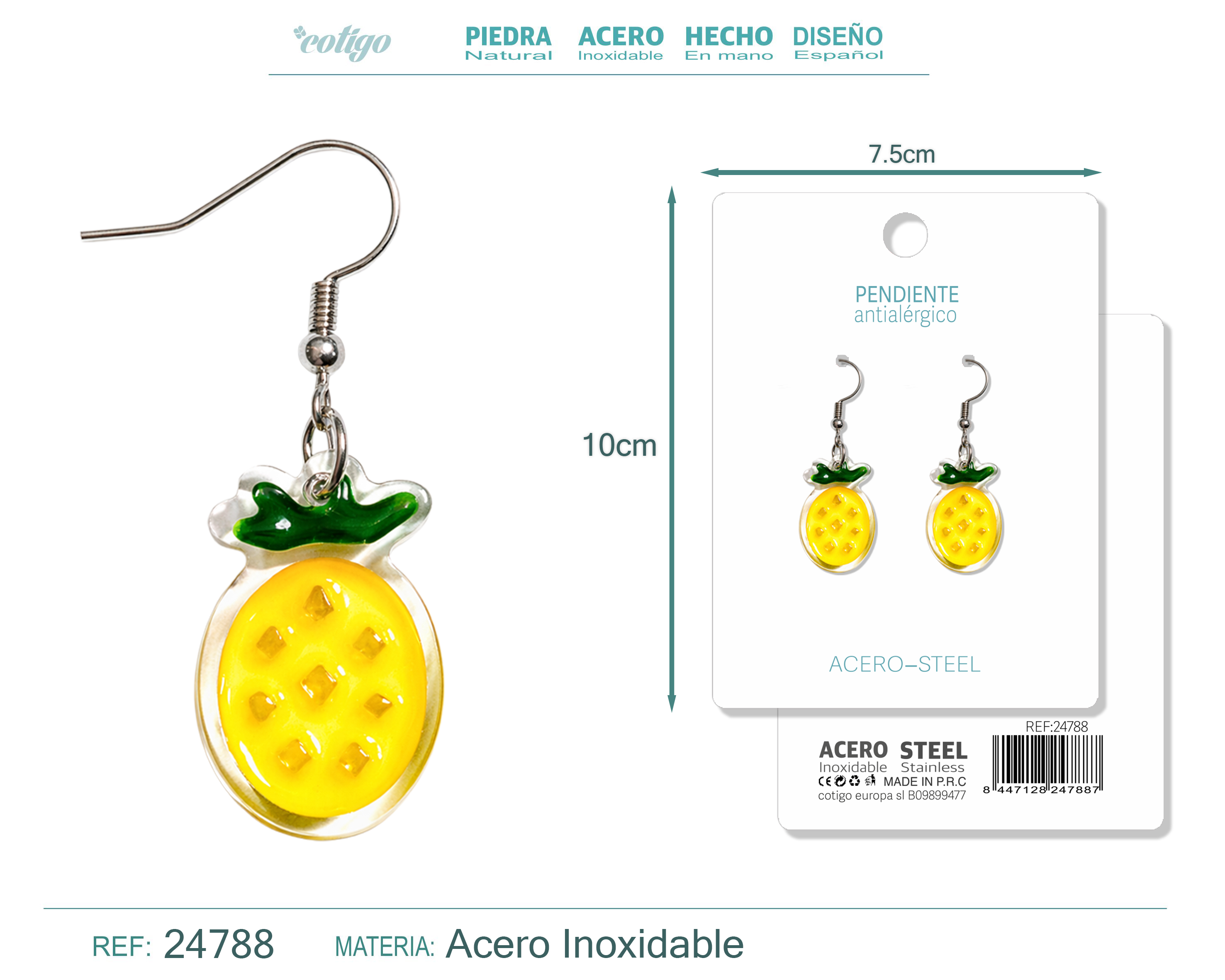 Pendiente de Piña Accesorio Acero