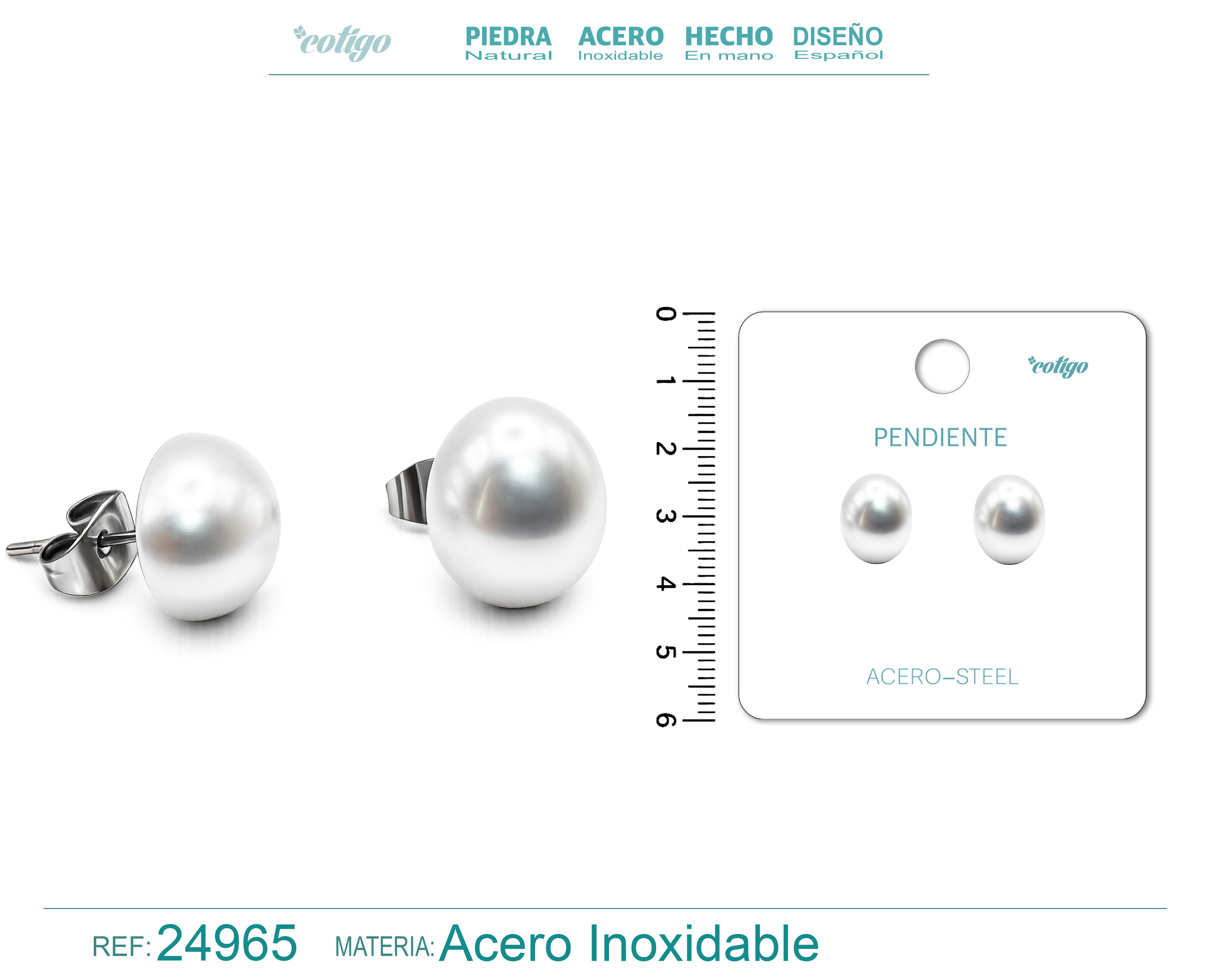 Pendiente de Perla con Accesorio Acero