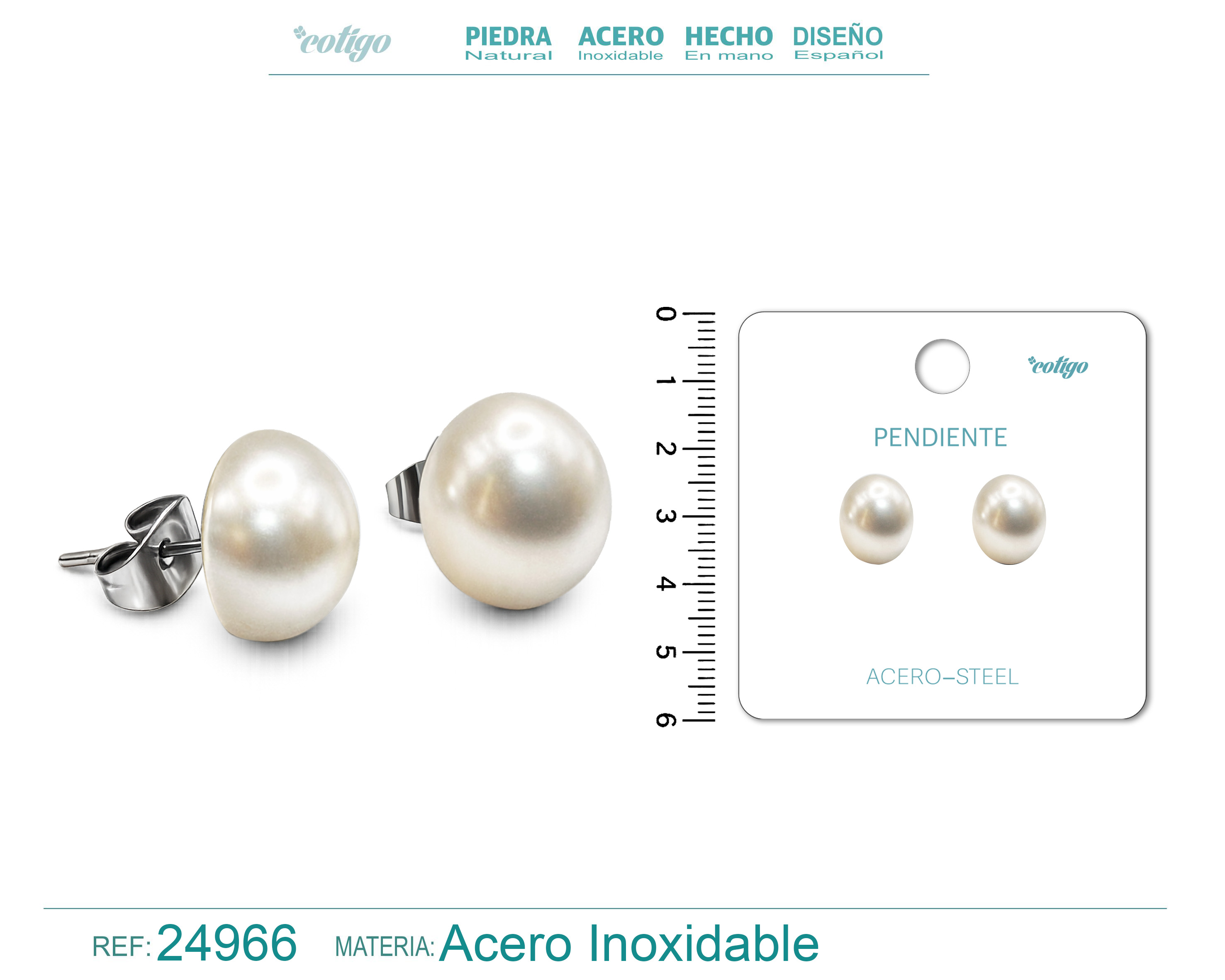 Pendiente de Perla con Accesorio Acero