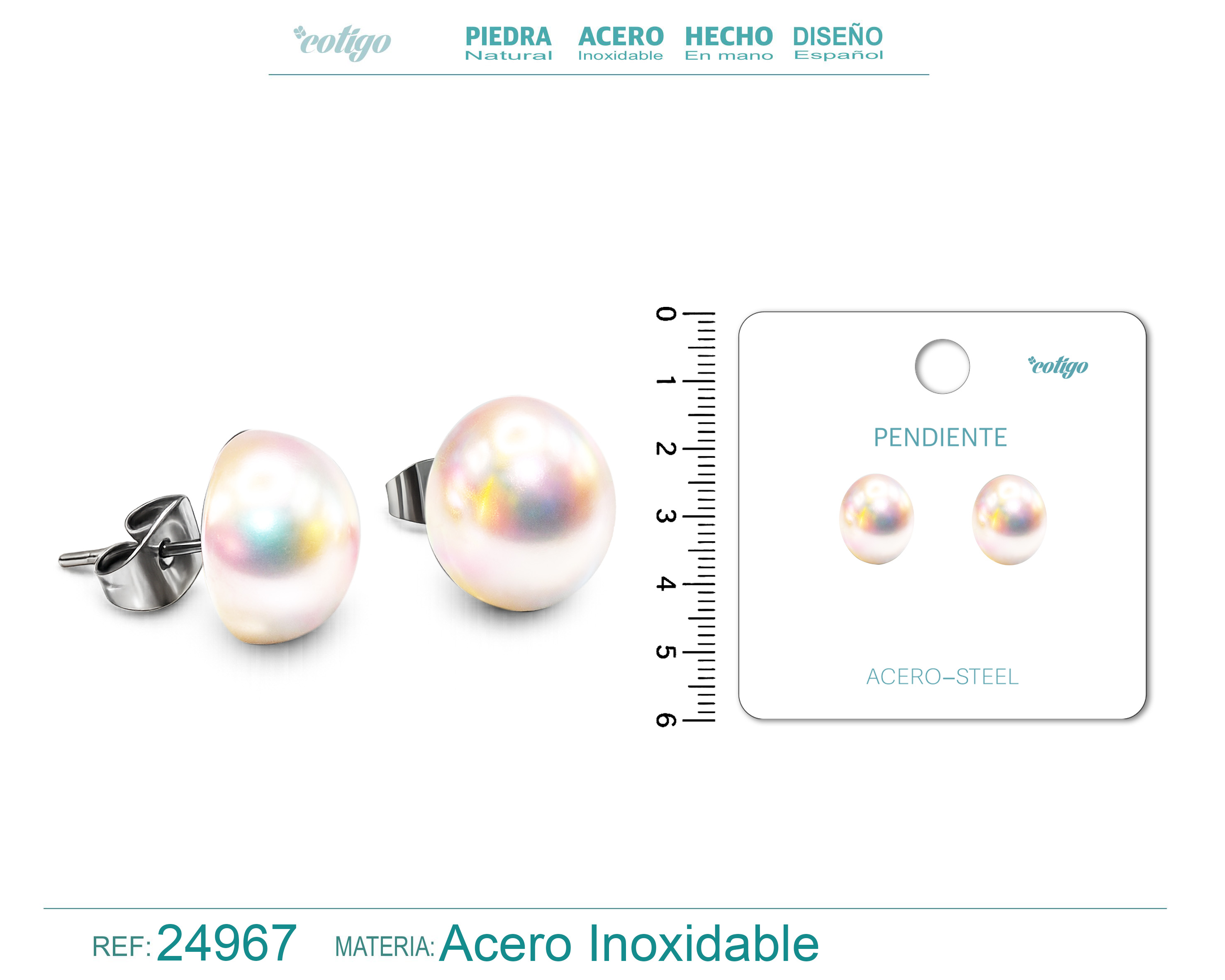 Pendiente de Perla con Accesorio Acero