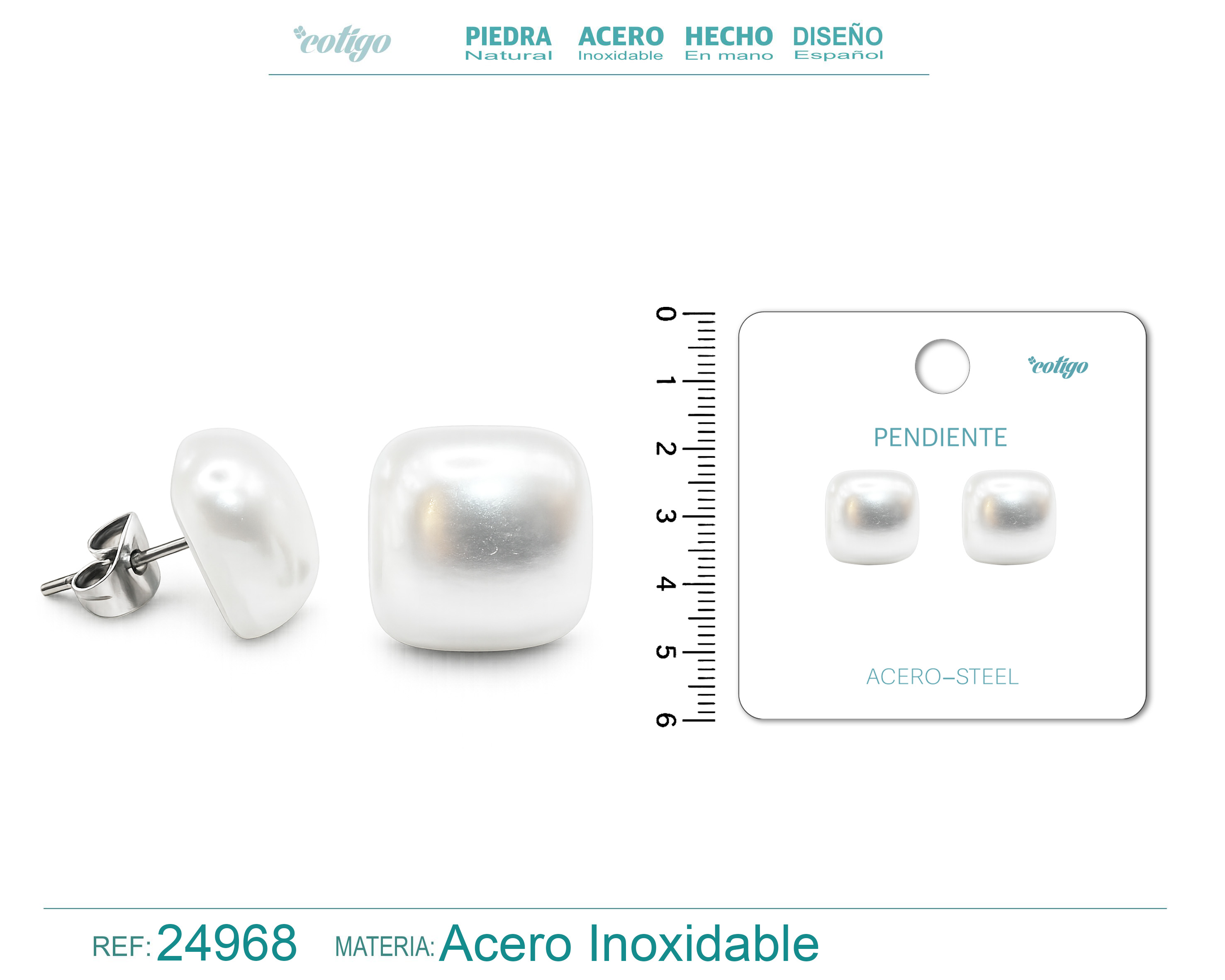 Pendiente de Perla con Accesorio Acero