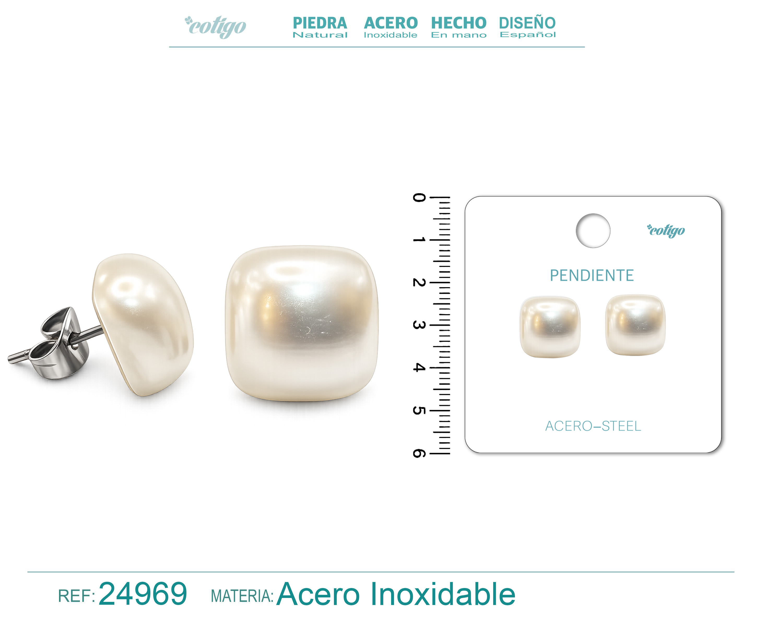 Pendiente de Perla con Accesorio Acero