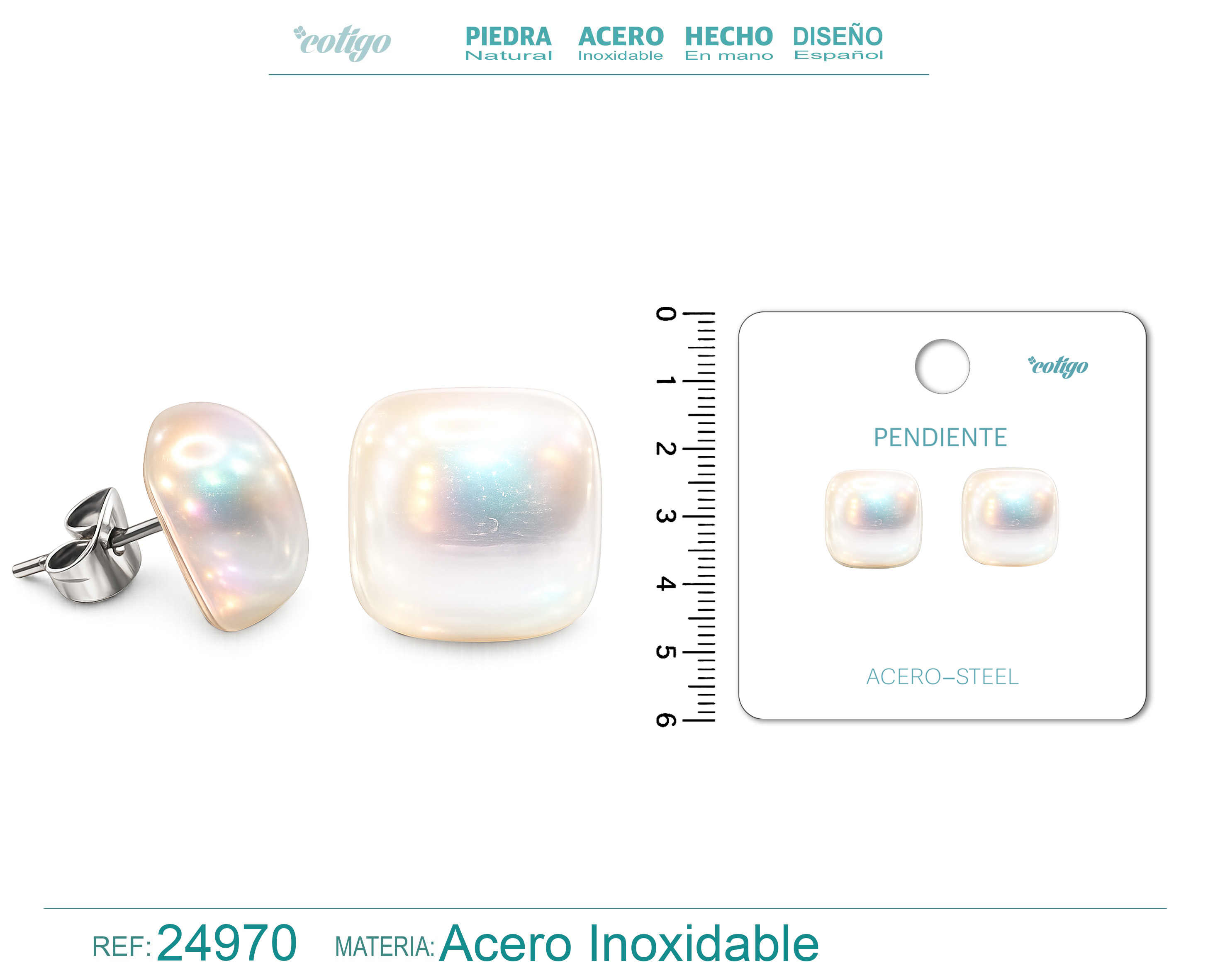 Pendiente de Perla con Accesorio Acero