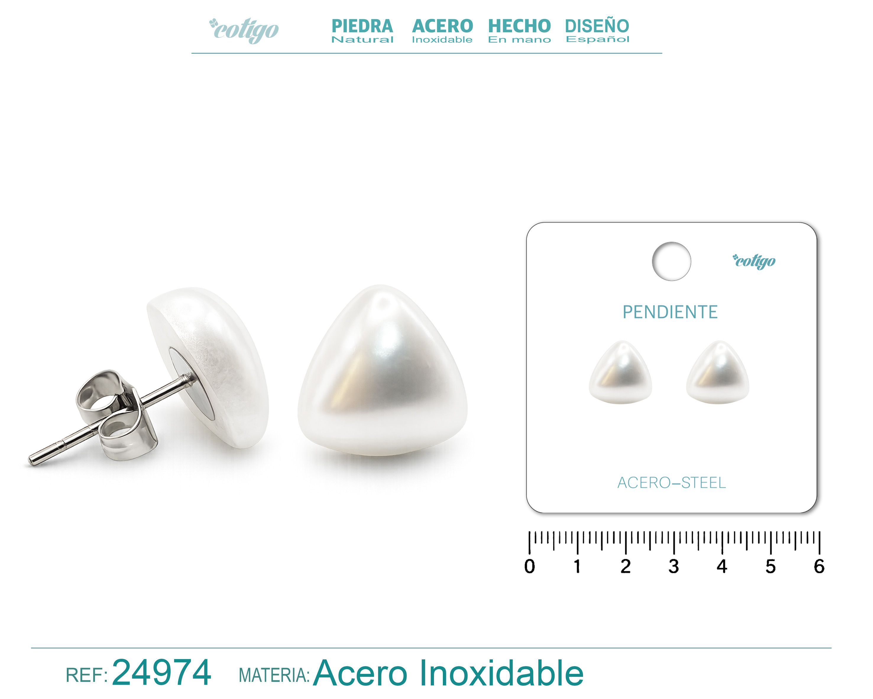 Pendiente de Perla con Accesorio Acero