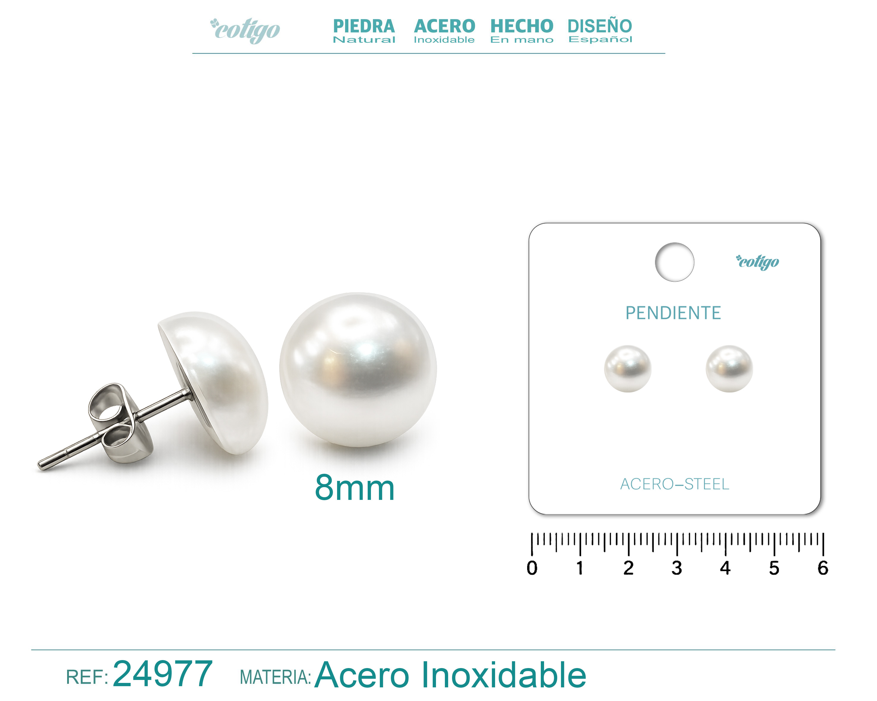 Pendiente de Perla con Accesorio Acero