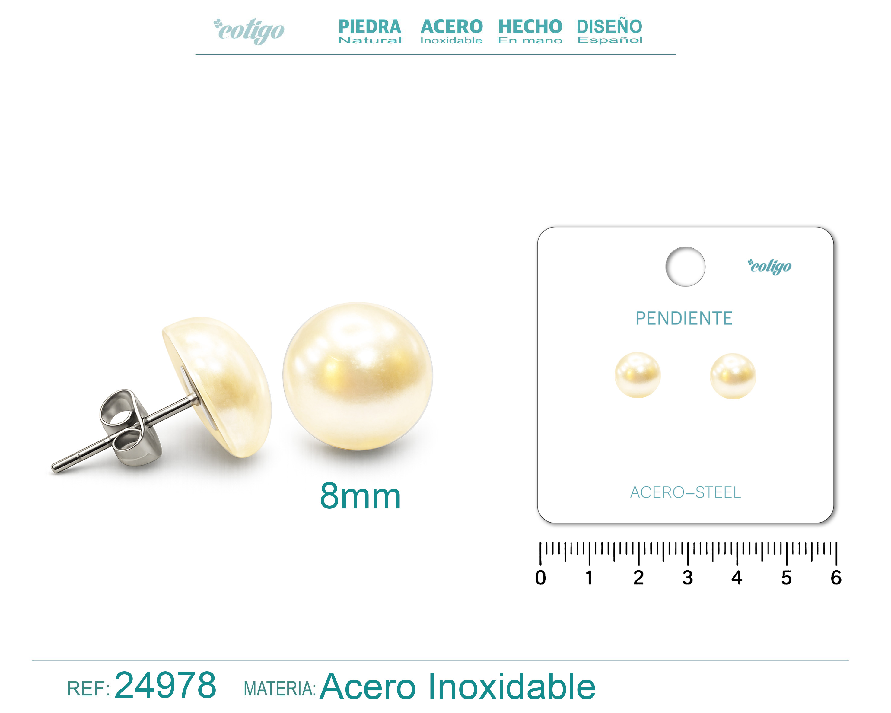 Pendiente de Perla con Accesorio Acero