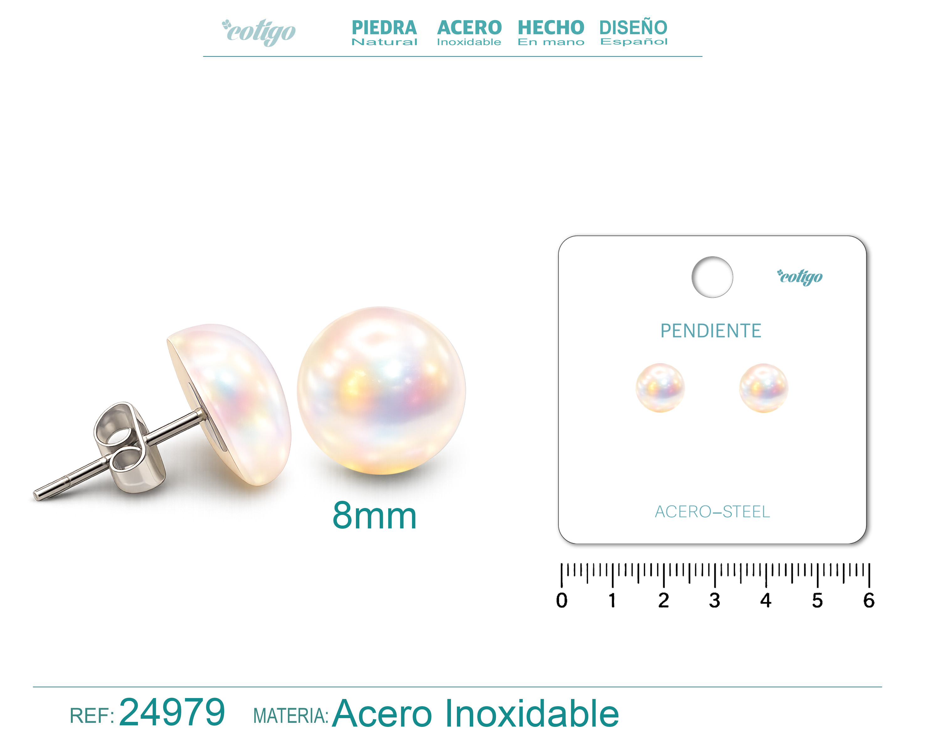 Pendiente de Perla con Accesorio Acero