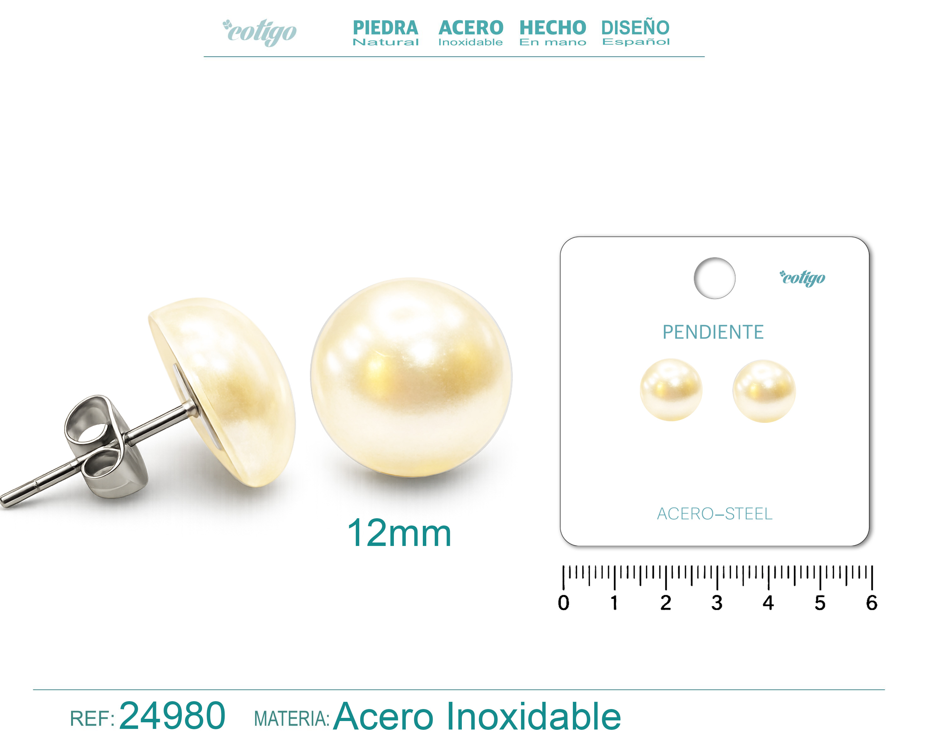 Pendiente de Perla con Accesorio Acero