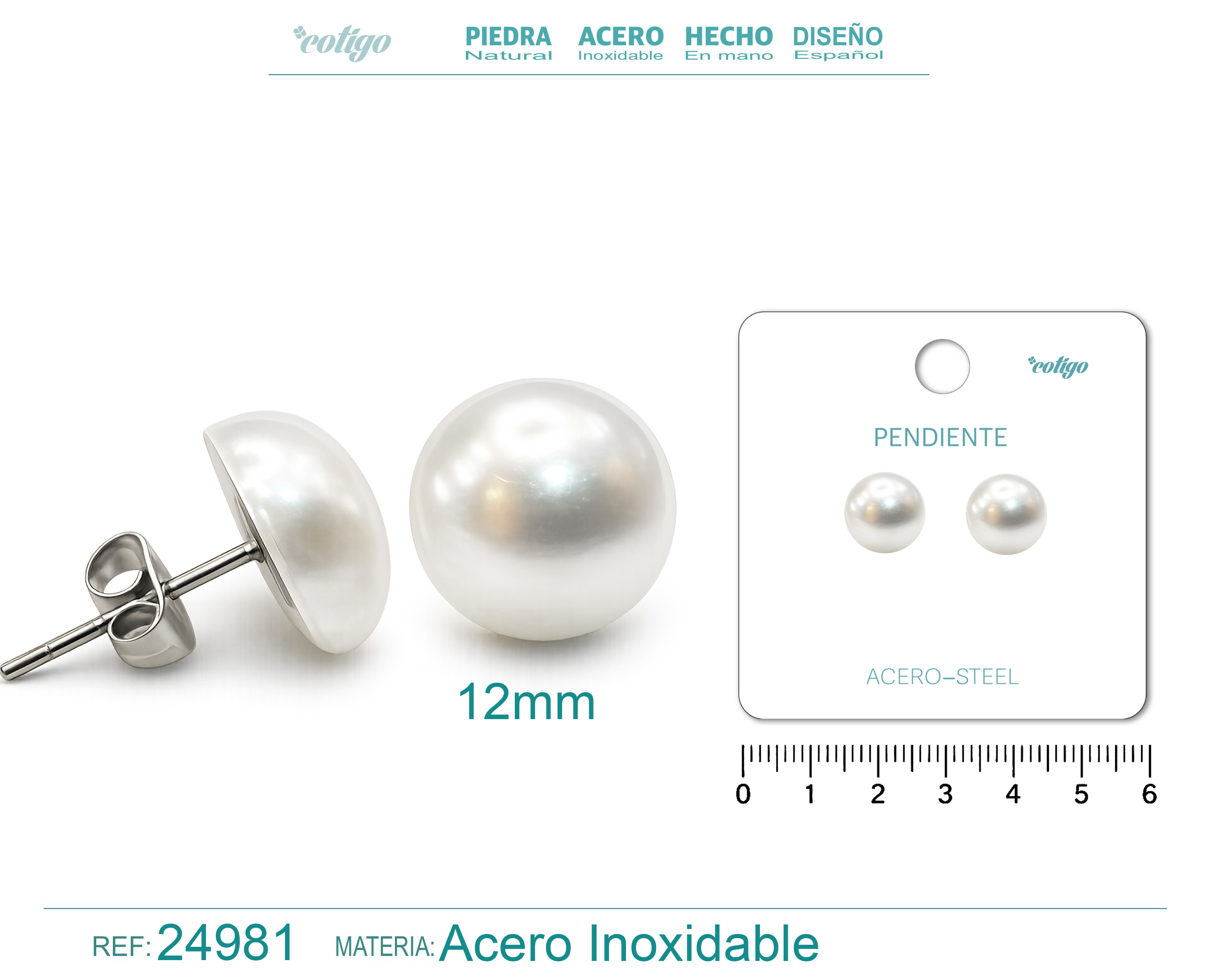 Pendiente de Perla con Accesorio Acero