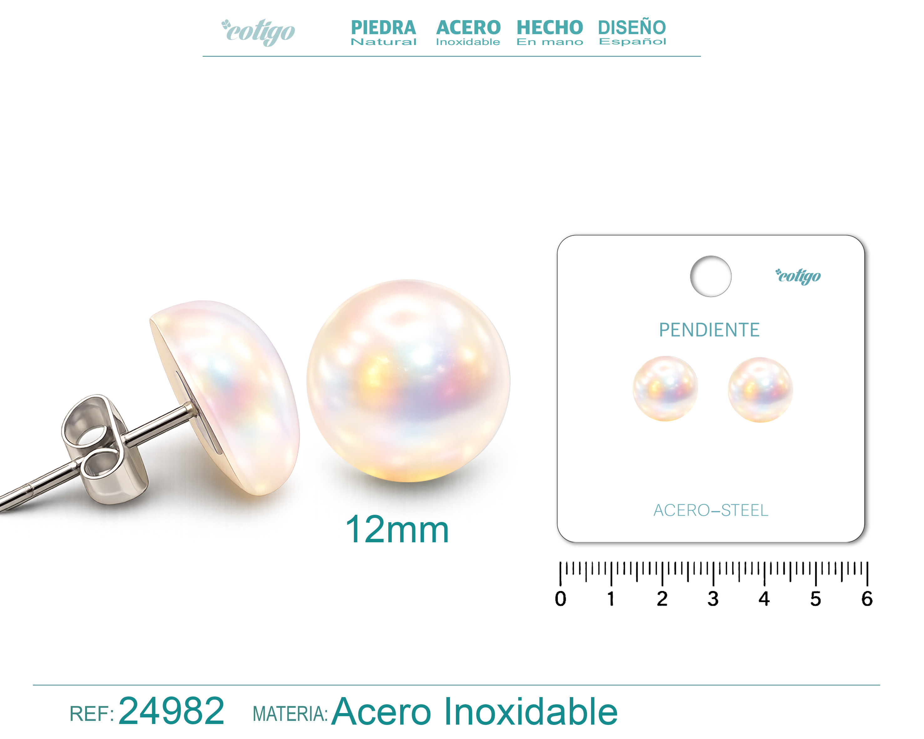 Pendiente de Perla con Accesorio Acero