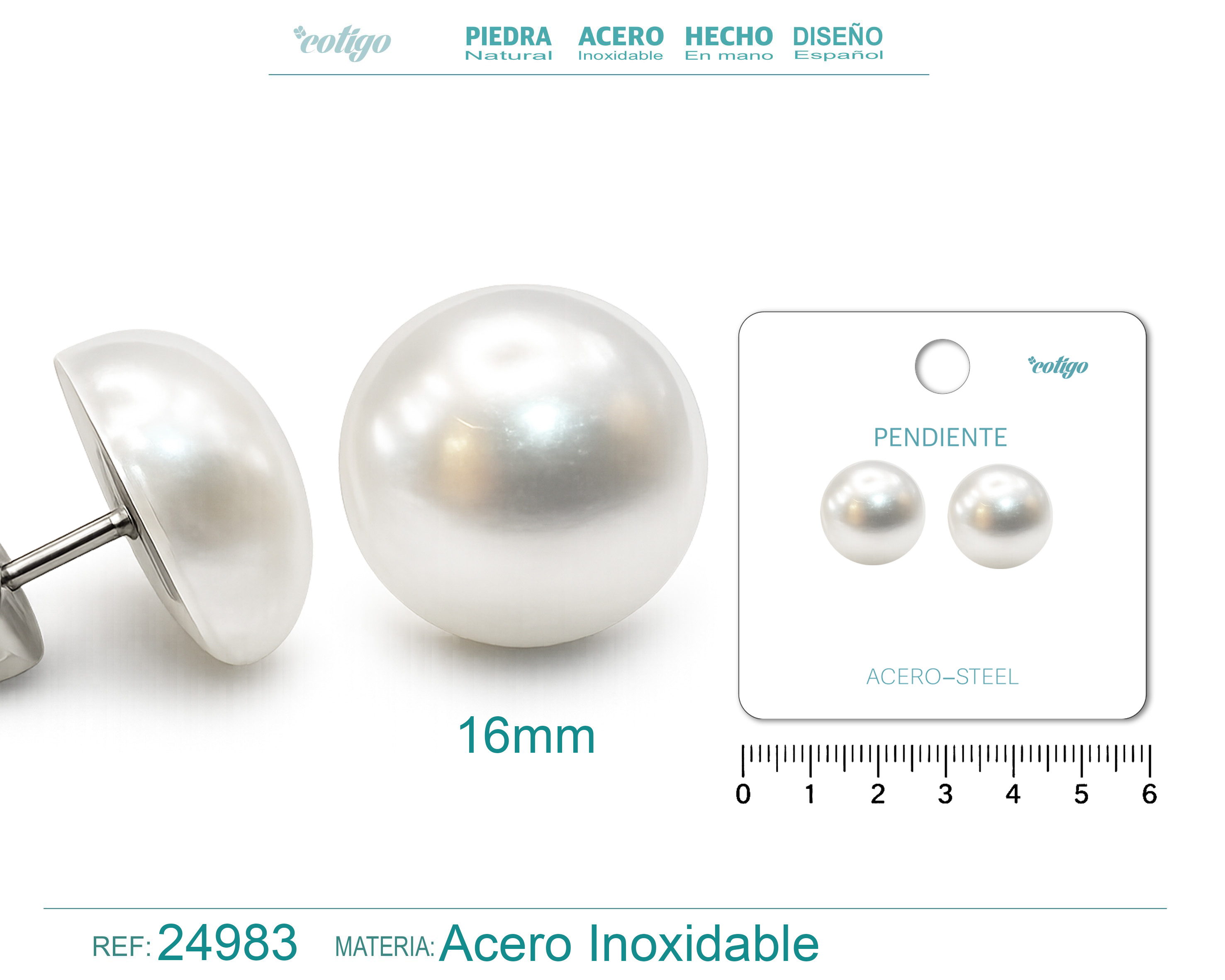 Pendiente de Perla con Accesorio Acero