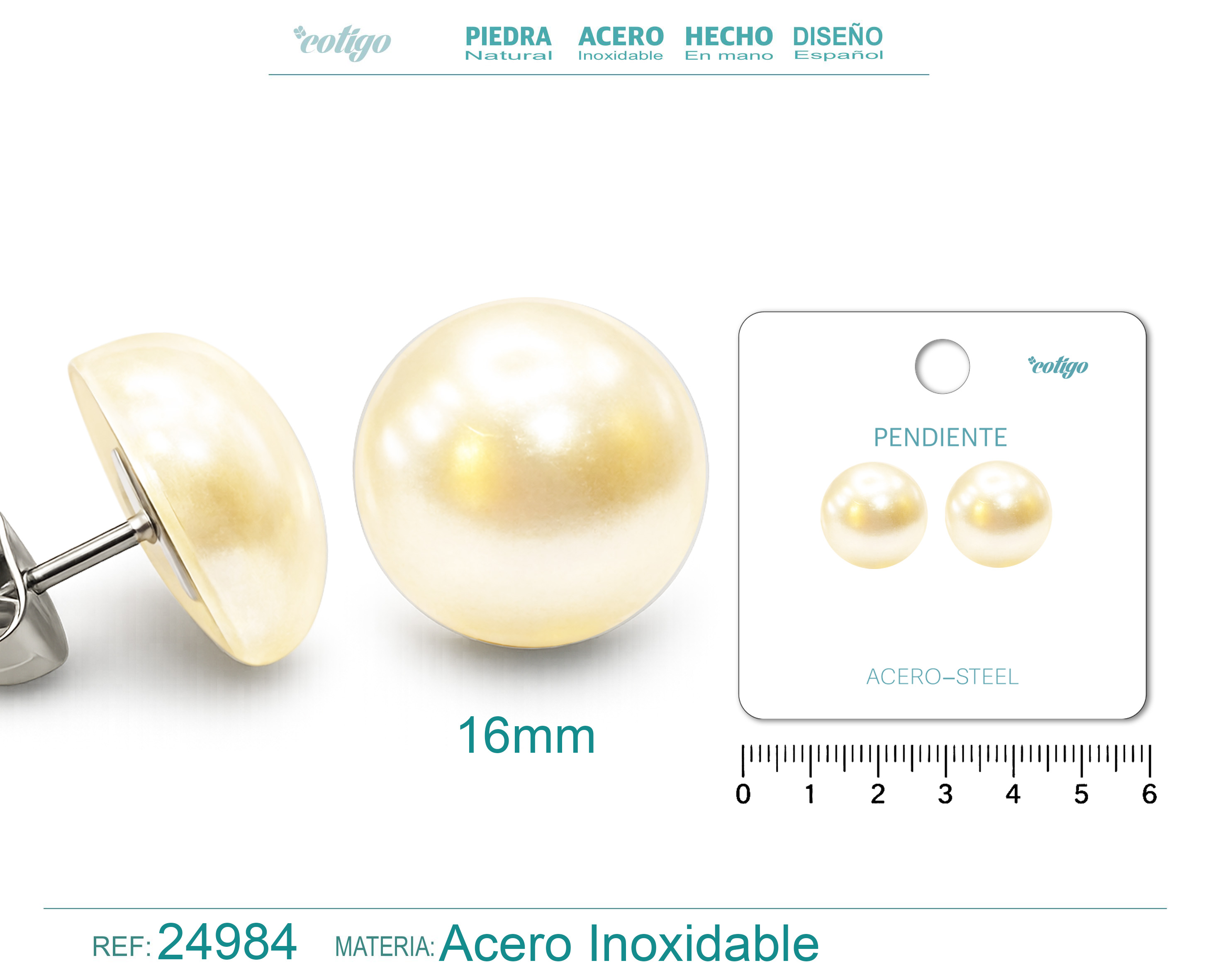 Pendiente de Perla con Accesorio Acero