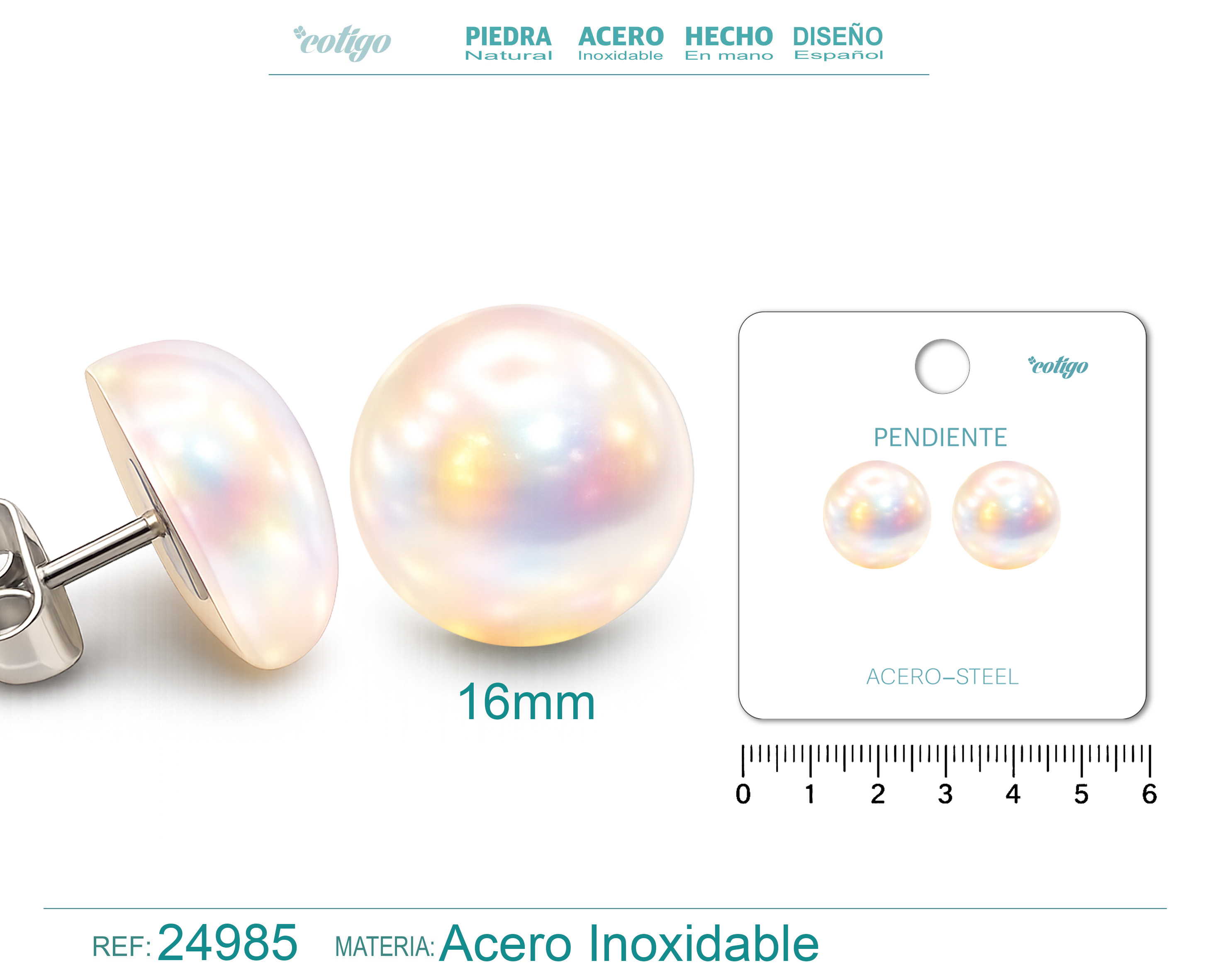 Pendiente de Perla con Accesorio Acero