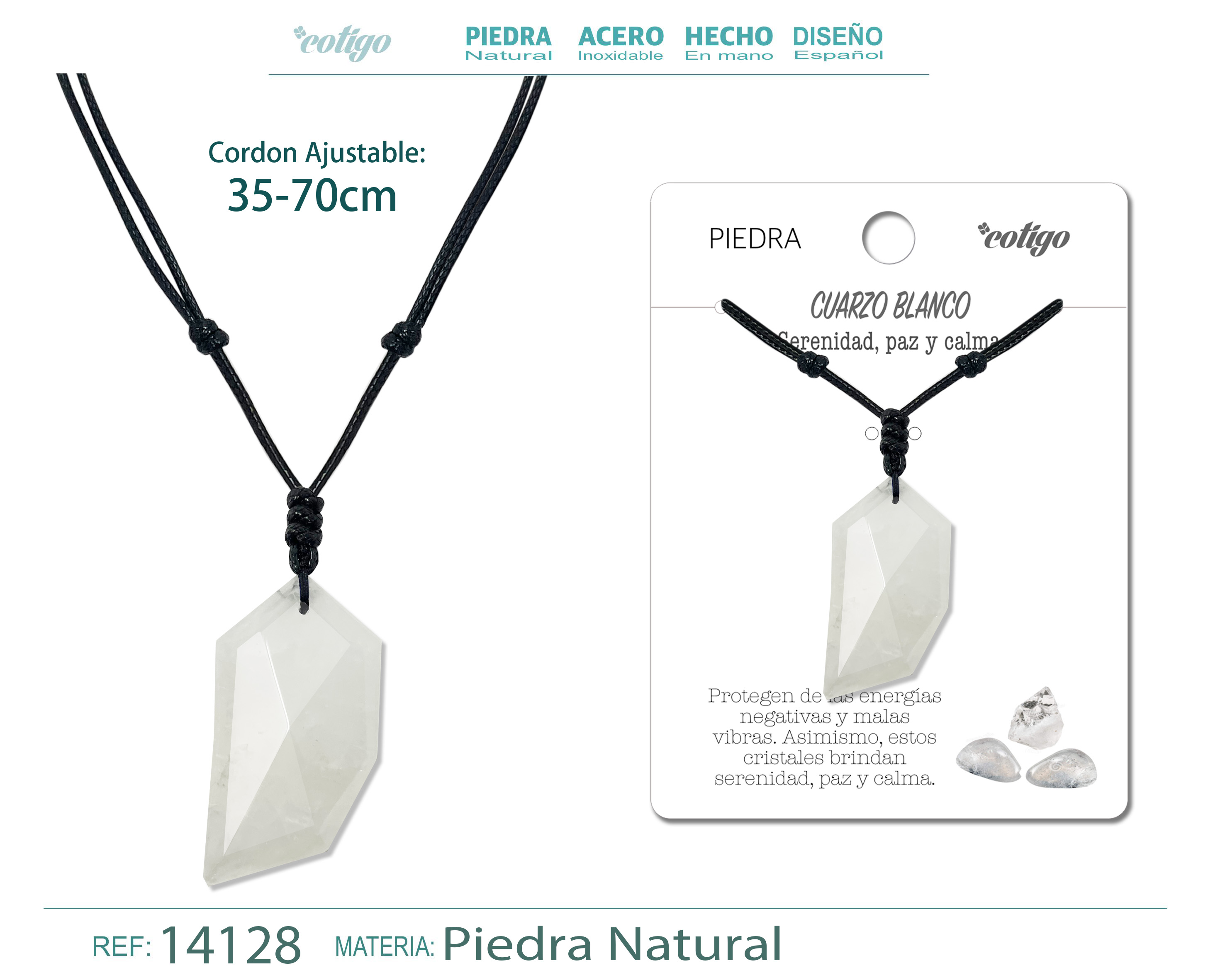 Colgante Diente lobo de piedra Cuarzo blanco