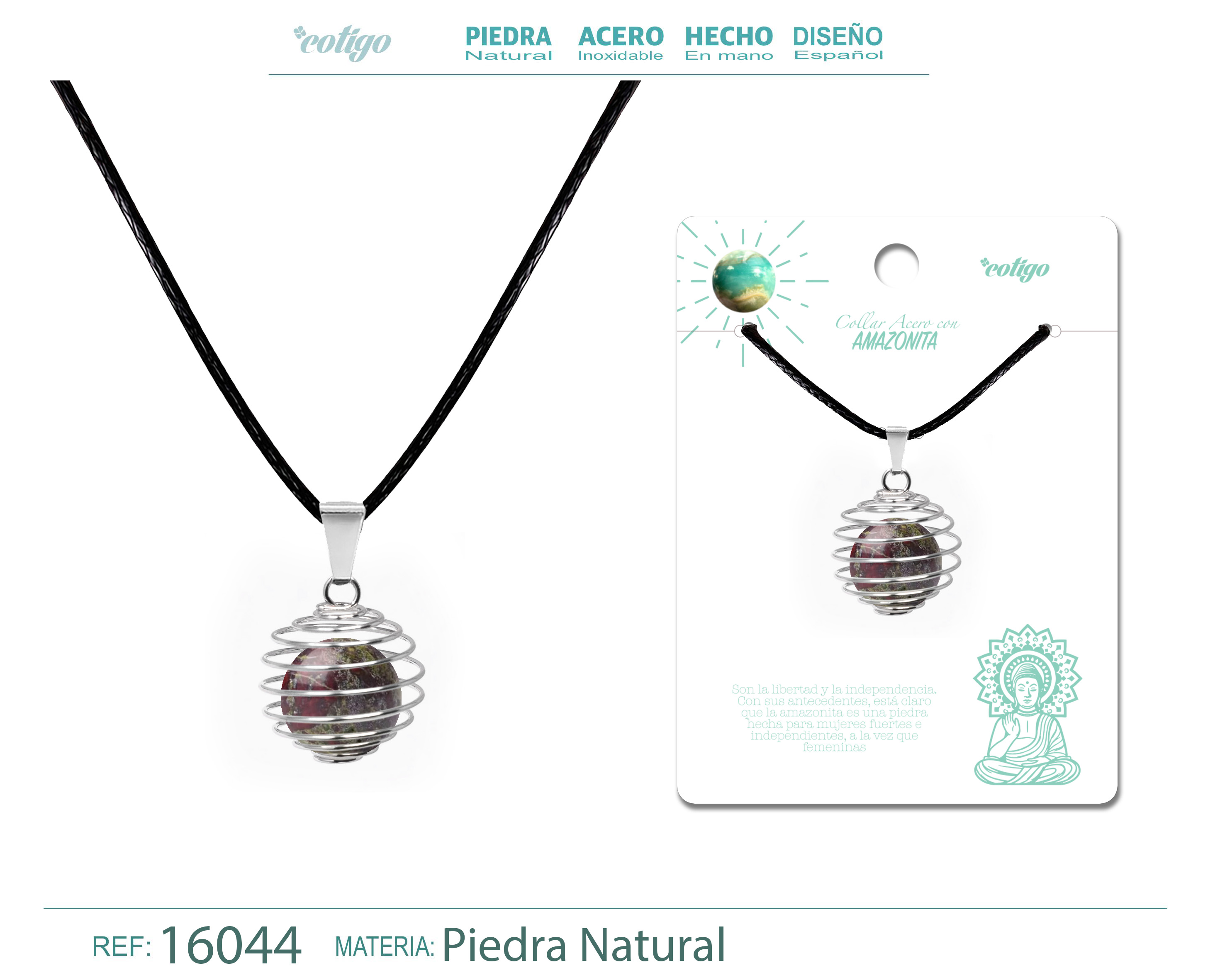 Colgante de Amazonita 14mm con Acesorio de Acero