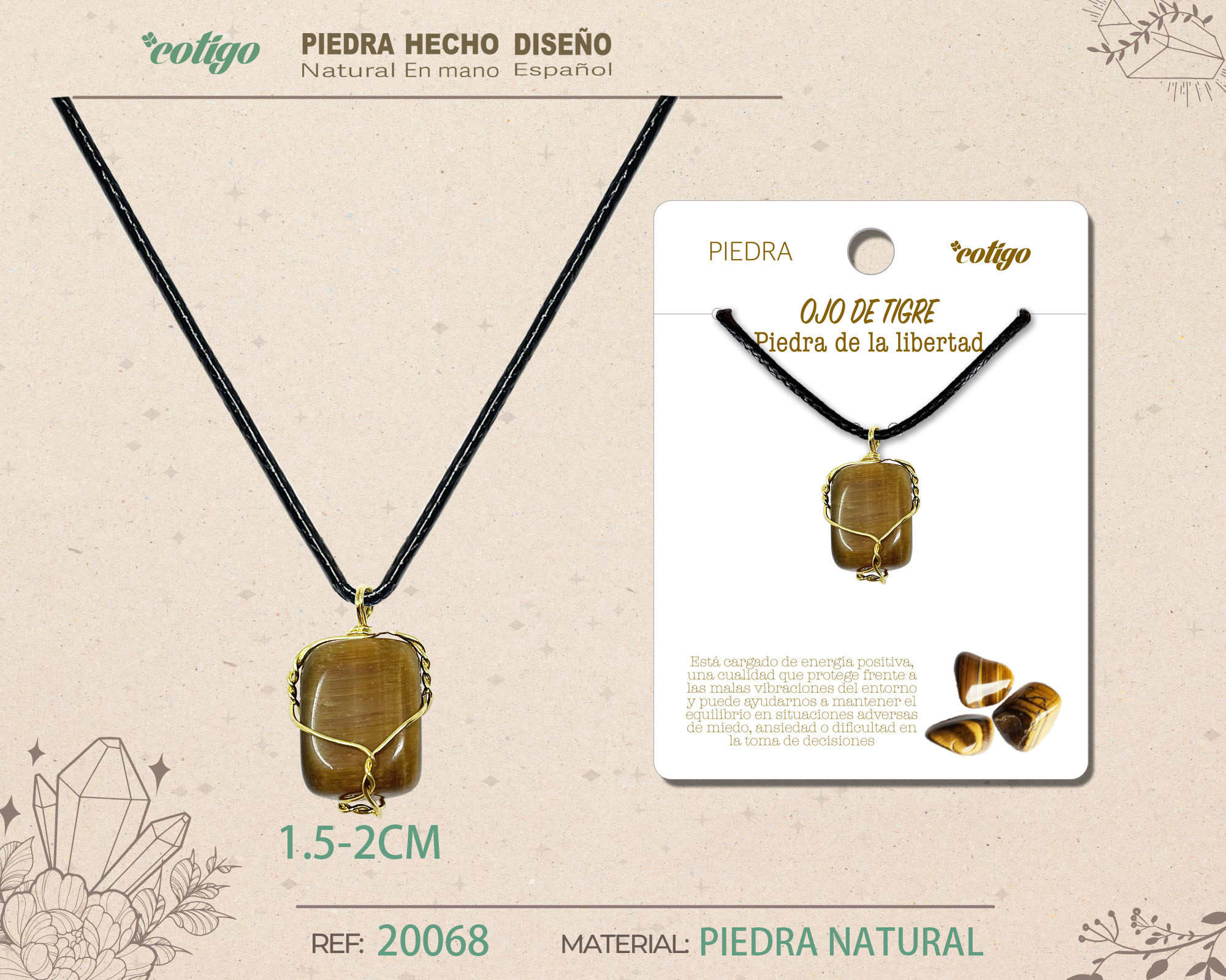 Colgante piedra natural- Ojo de tigre