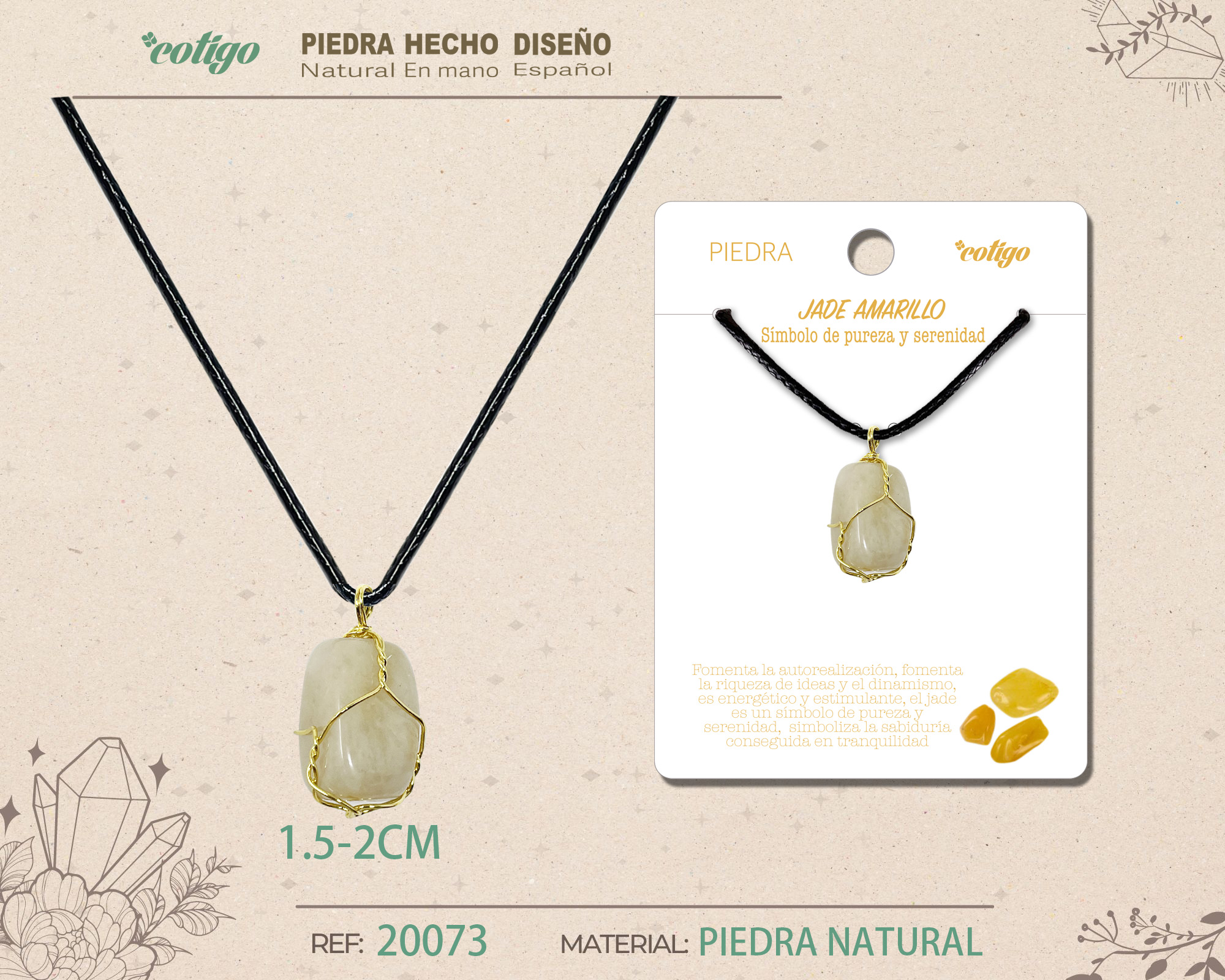 Colgante piedra natural- Jaspe amarilla