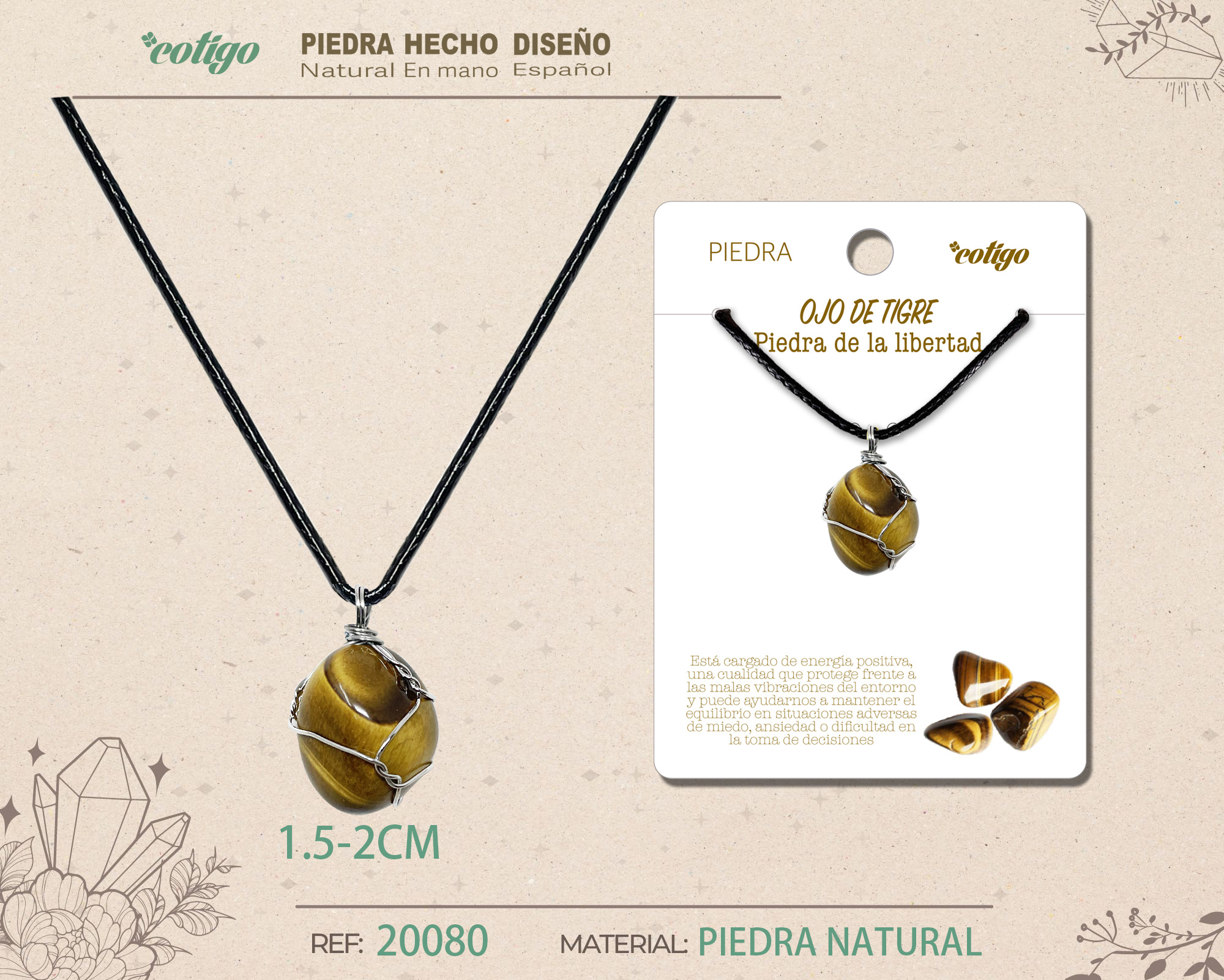 Colgante piedra natural- Ojo de tigre
