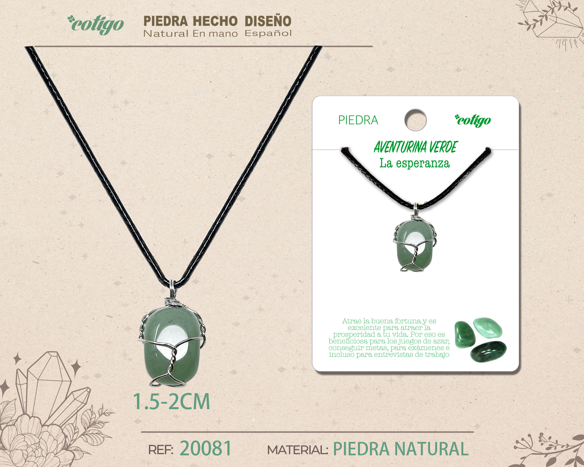COLGANTE PIEDRA NATURAL- AVENTURINA VERDE