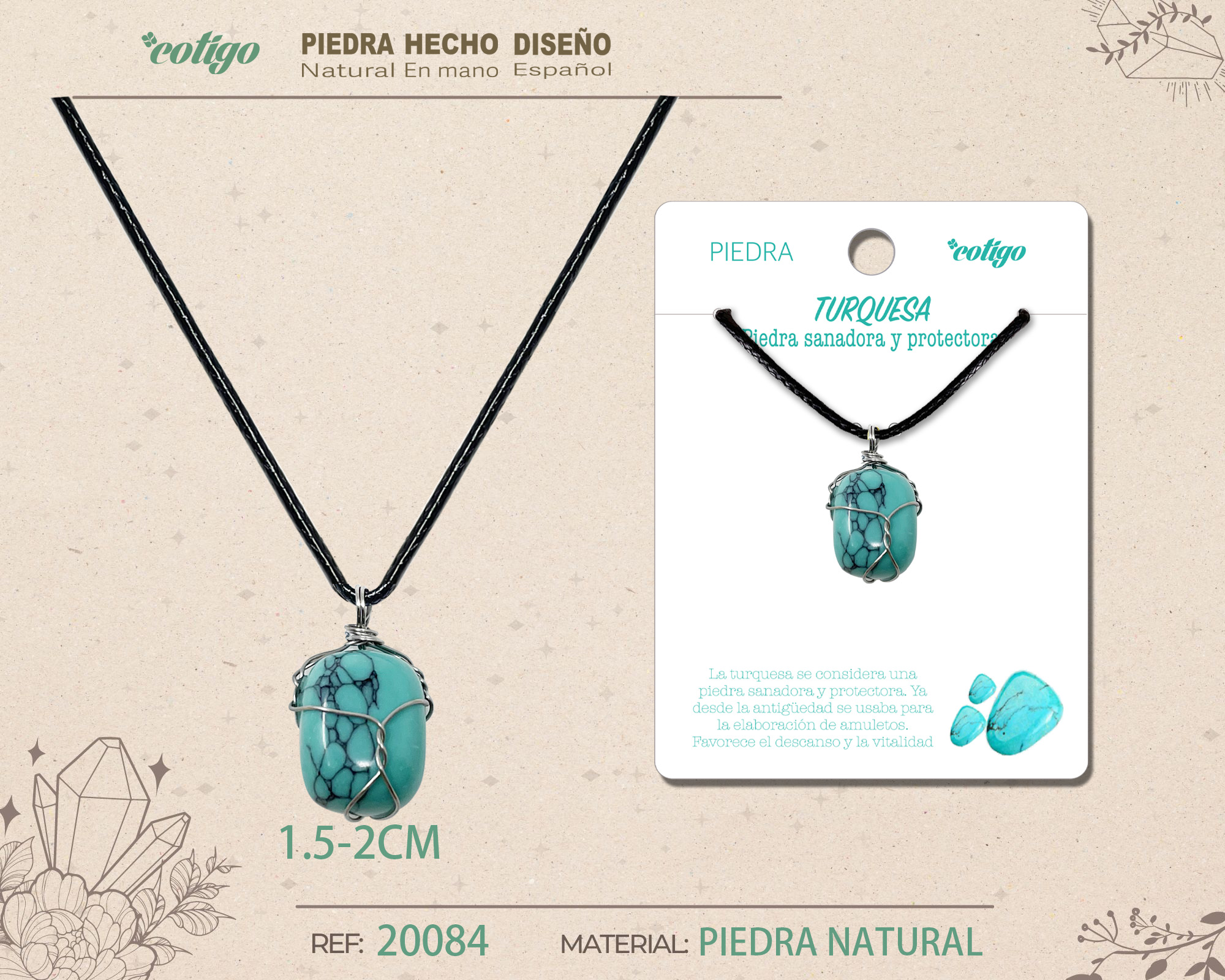 Colgante piedra natural- Turquesa