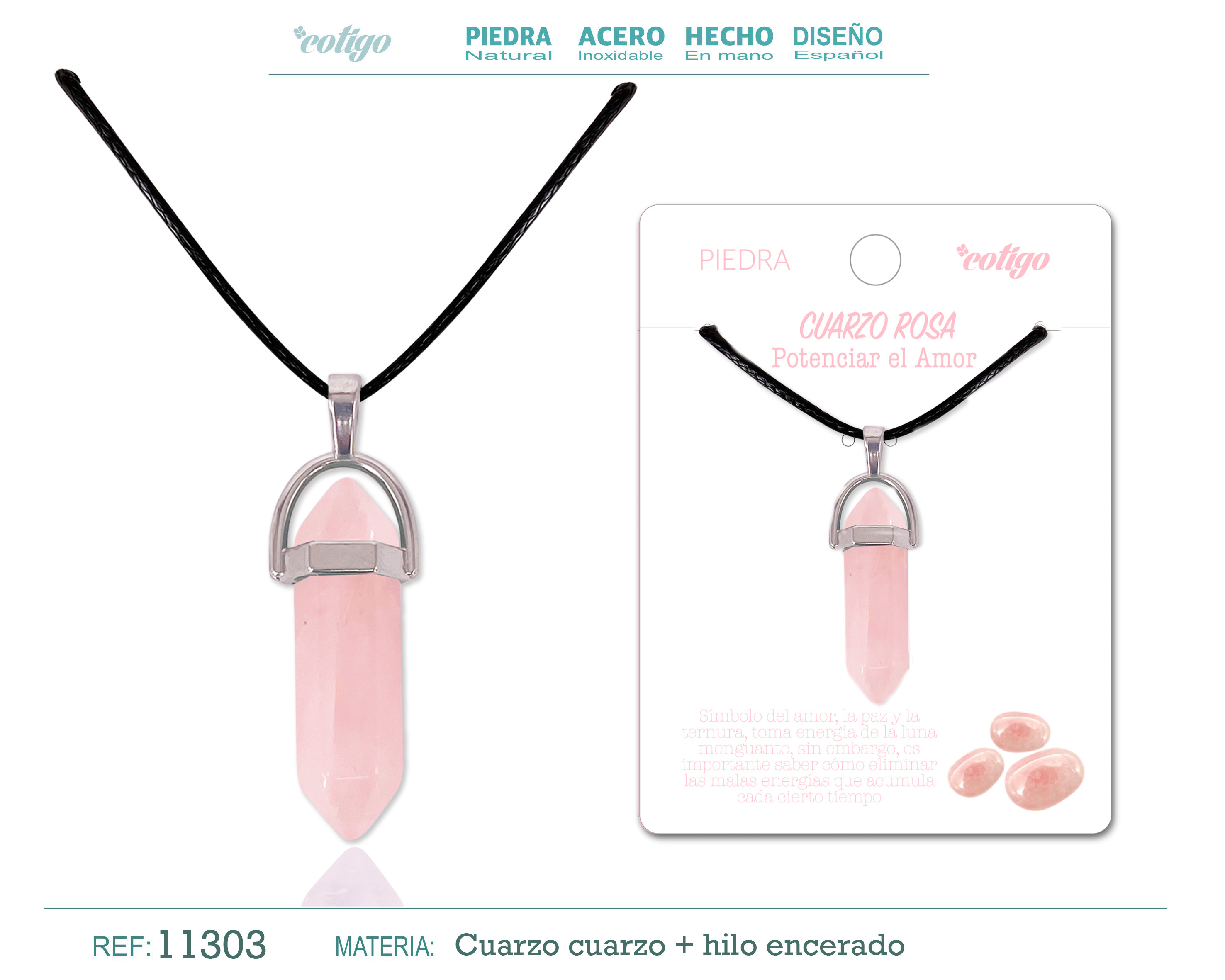 COLGANTE PUNTO CUARZO ROSA