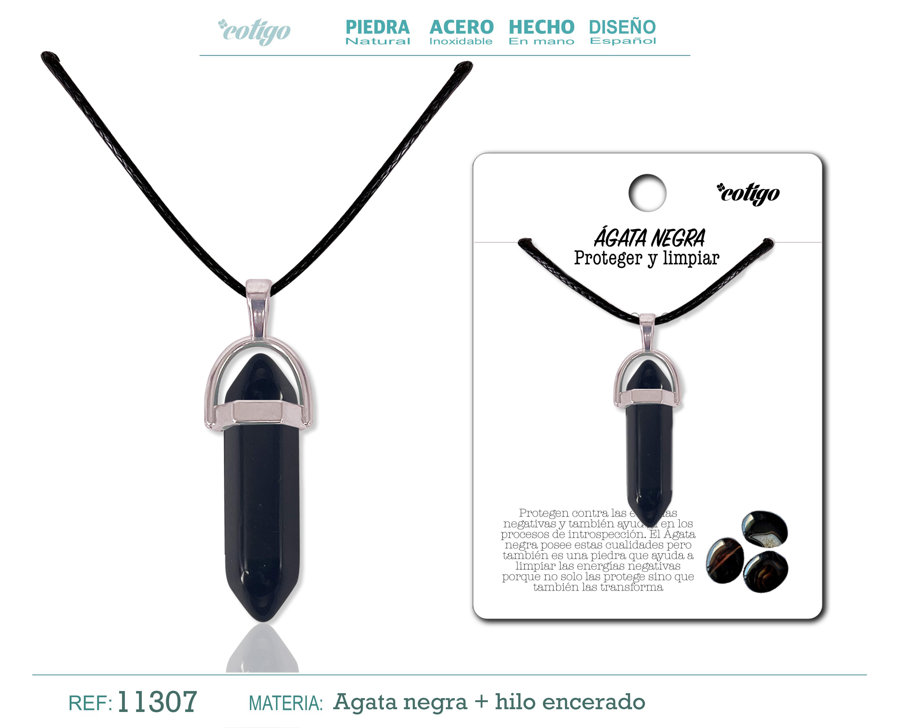 COLGANTE PUNTO AGATA NEGRA
