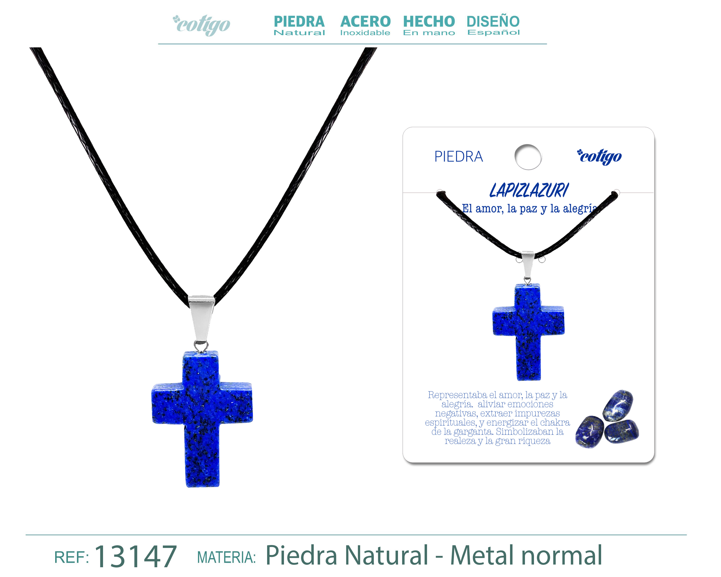 Colgante Cruz de piedra Lapislazuli