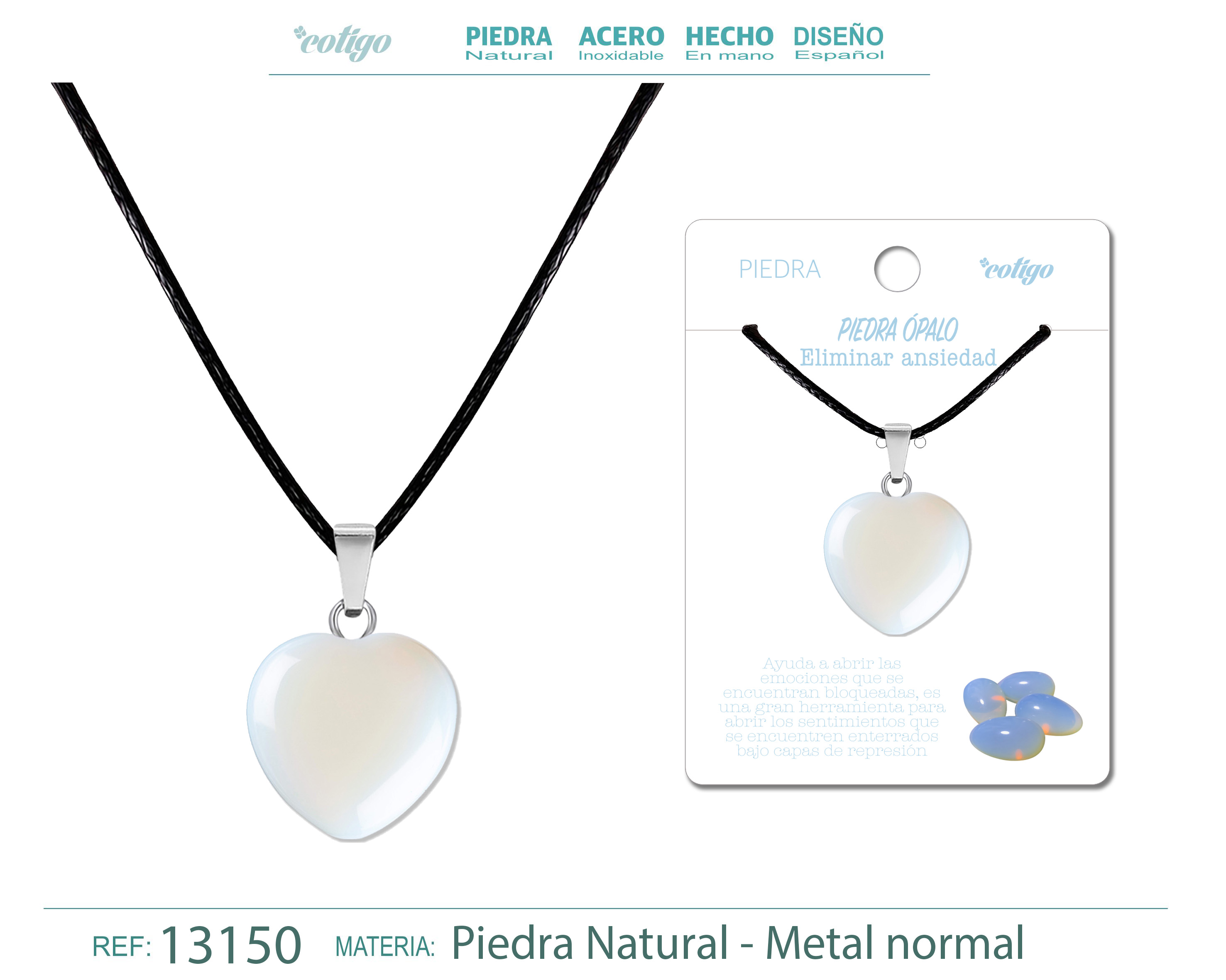 COLGANTE CORAZóN DE PIEDRA óPALO