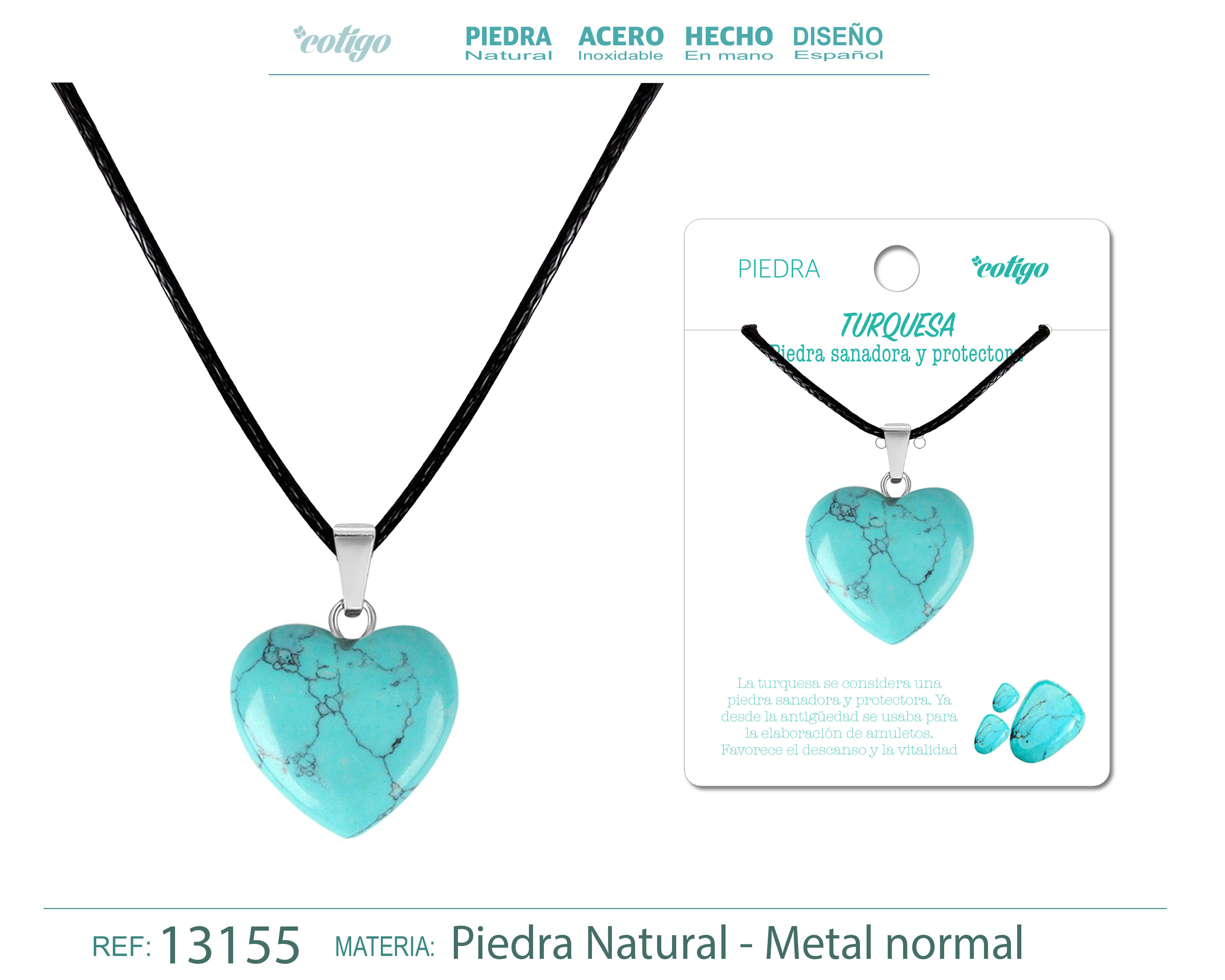 COLGANTE CORAZóN DE PIEDRA TURQUESA
